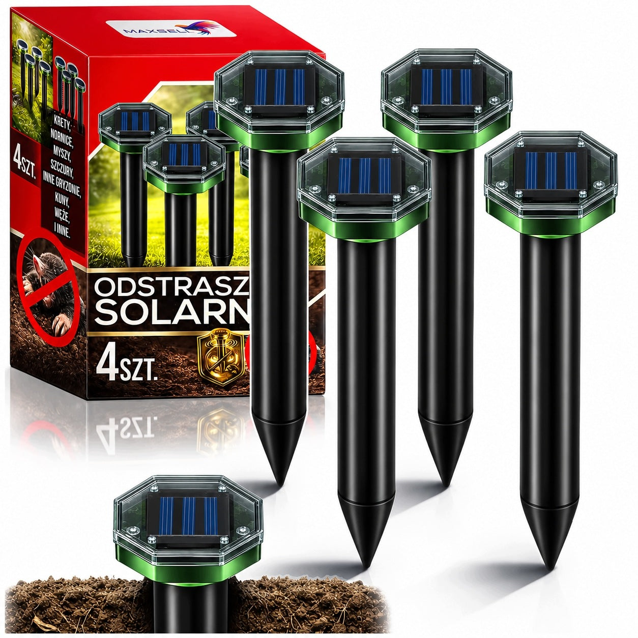 4X STRONG DETERRENT FOR MOLES VOLES MARTENS SOLAR RODENTS 3400m²