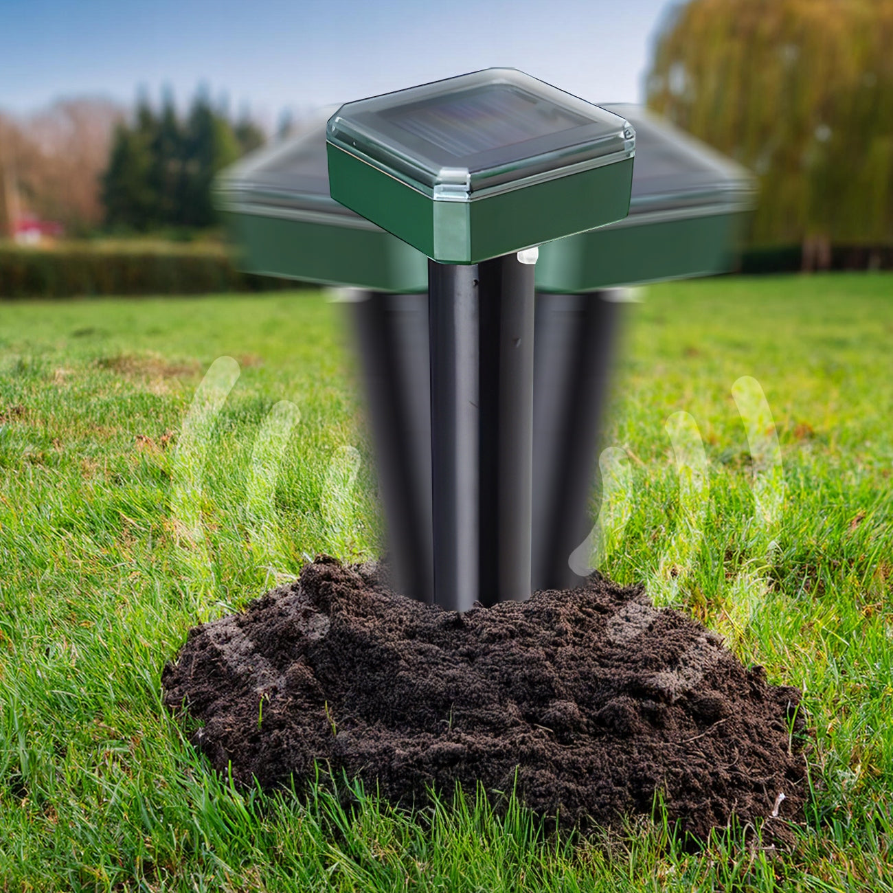 4X STRONG MOLE REPELLENT VOLES MICE MARTENS SOLAR RODENTS 3400m² Certificates of conformity CE