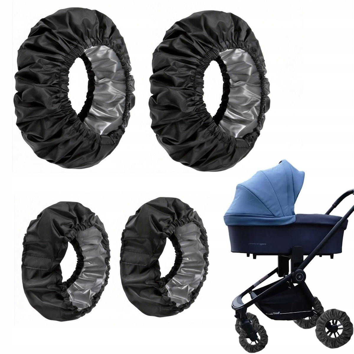 4X UNIVERSAL BABY STROLLER WHEEL COVER COVERS WHEEL COVERS