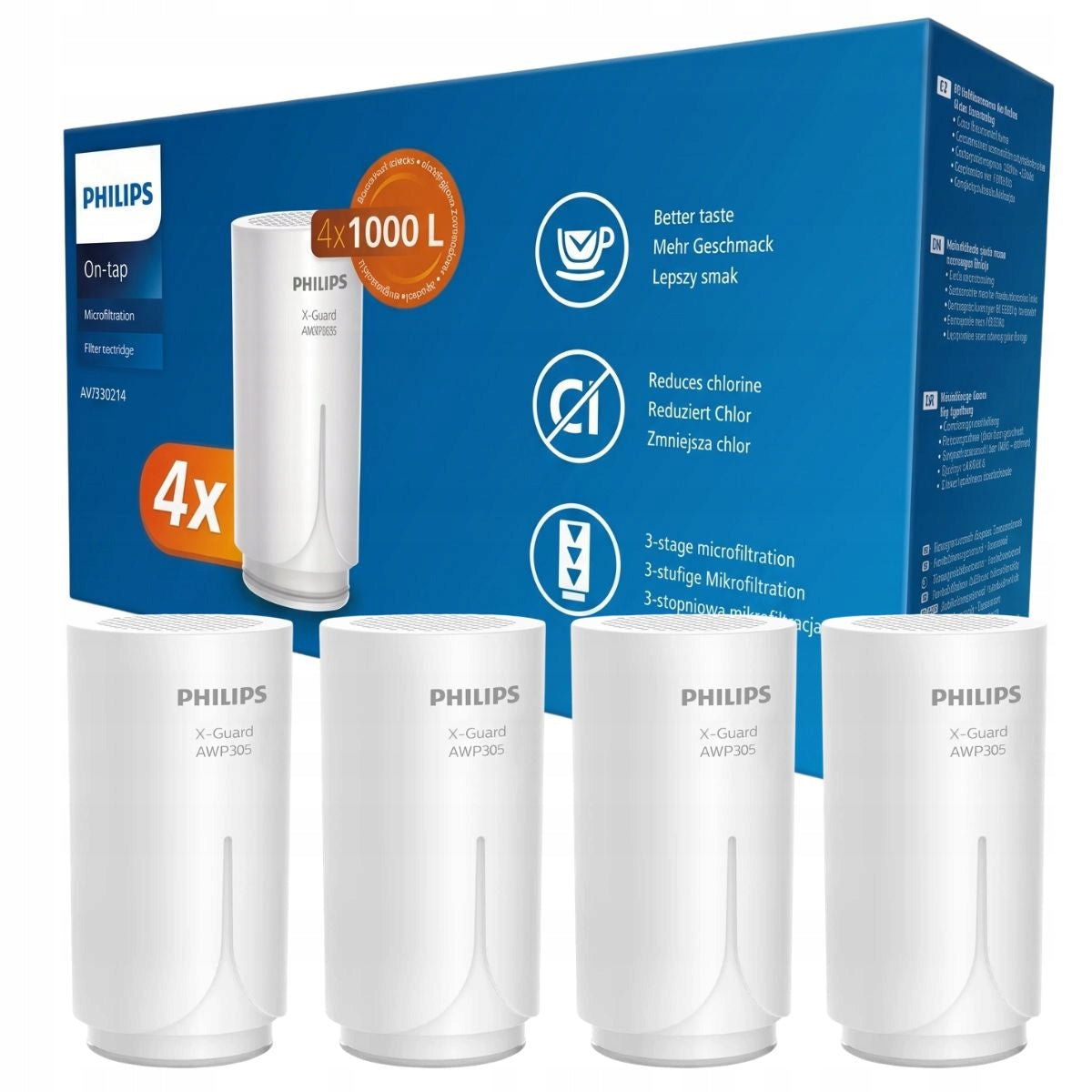 4XFILTER CARTRIDGES FOR PHILIPS AWP305P4/10 X-GUARD 4000L Manufacturer code AWP305P4/10