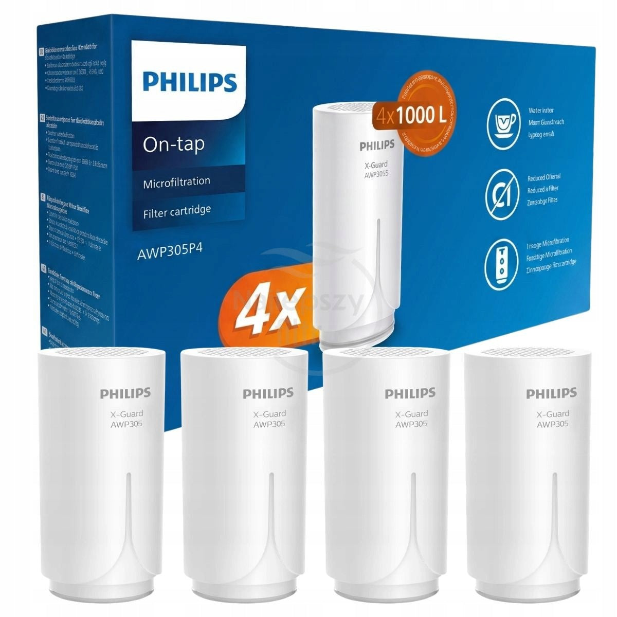 4XFILTER CARTRIDGES FOR PHILIPS AWP305P4/10 X-GUARD 4000L