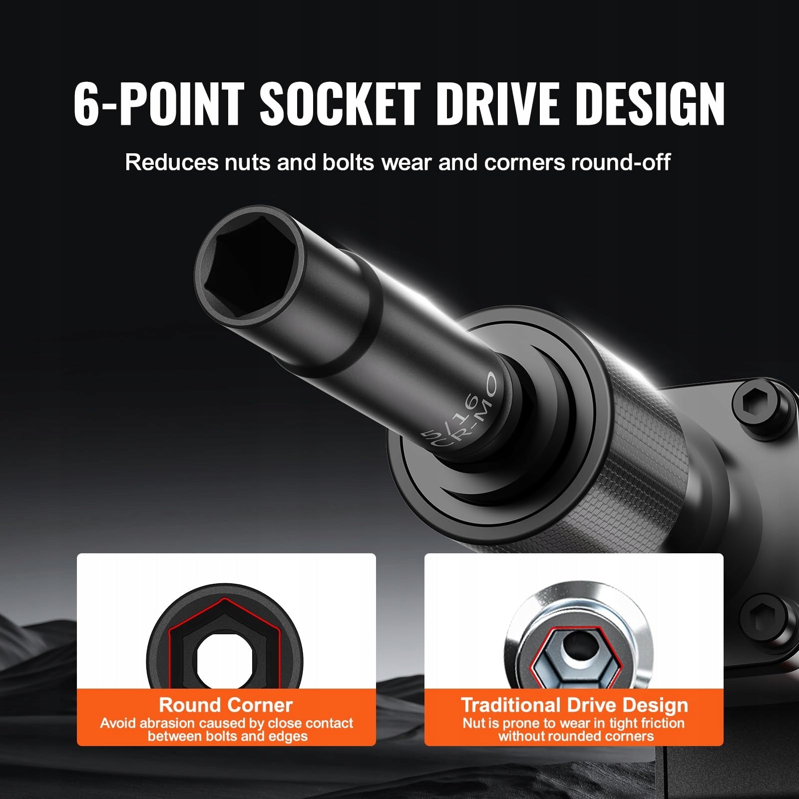 Smūginės galvutės rinkinys VEVOR, 6–35 mm, 55 vnt., CR-V
