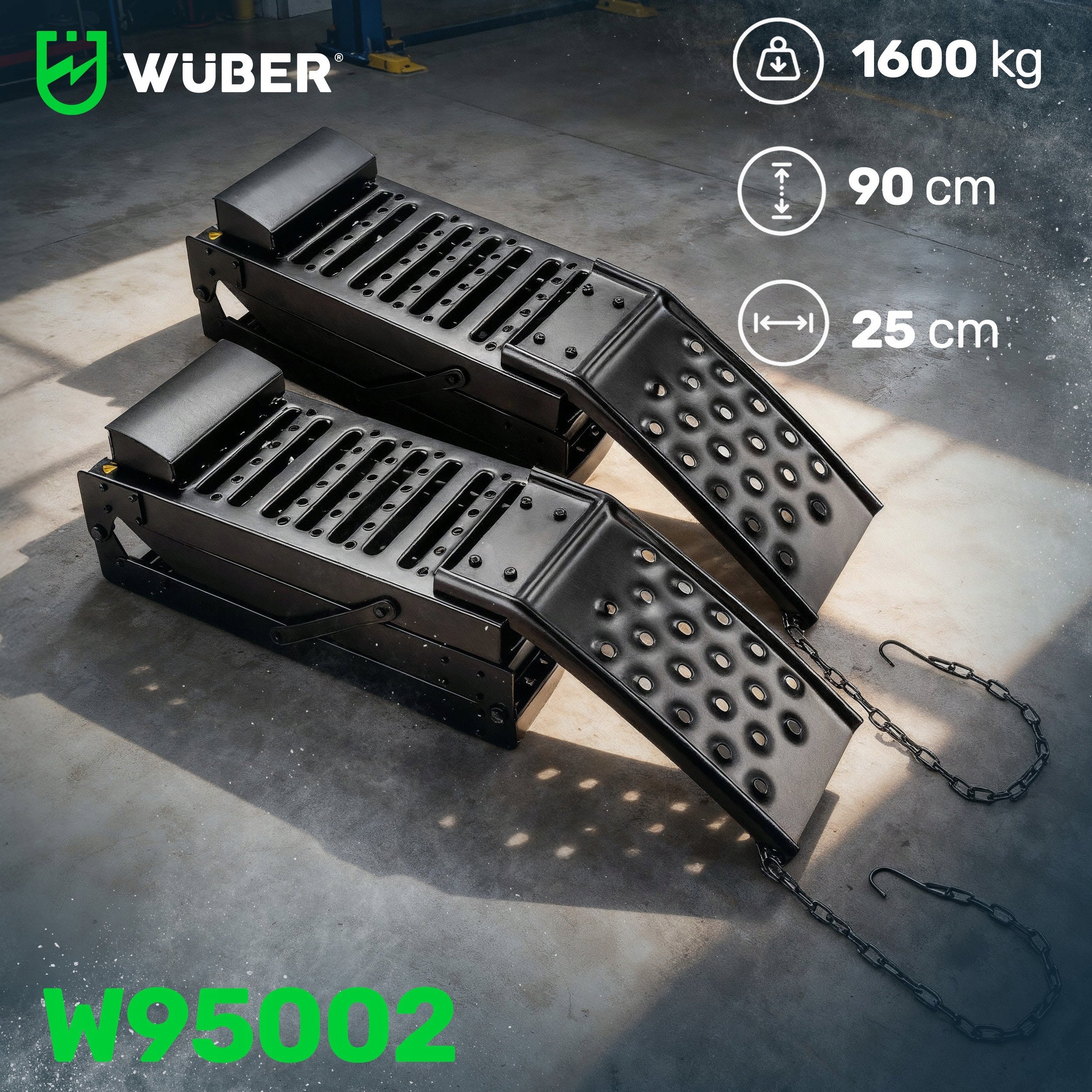 Automobilio rampos WUBER, 2 vnt., 1,6 t, plačios