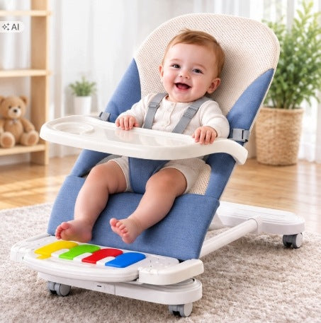 4in1 Baby Rocker Lounger with Piano Tray and Wheels