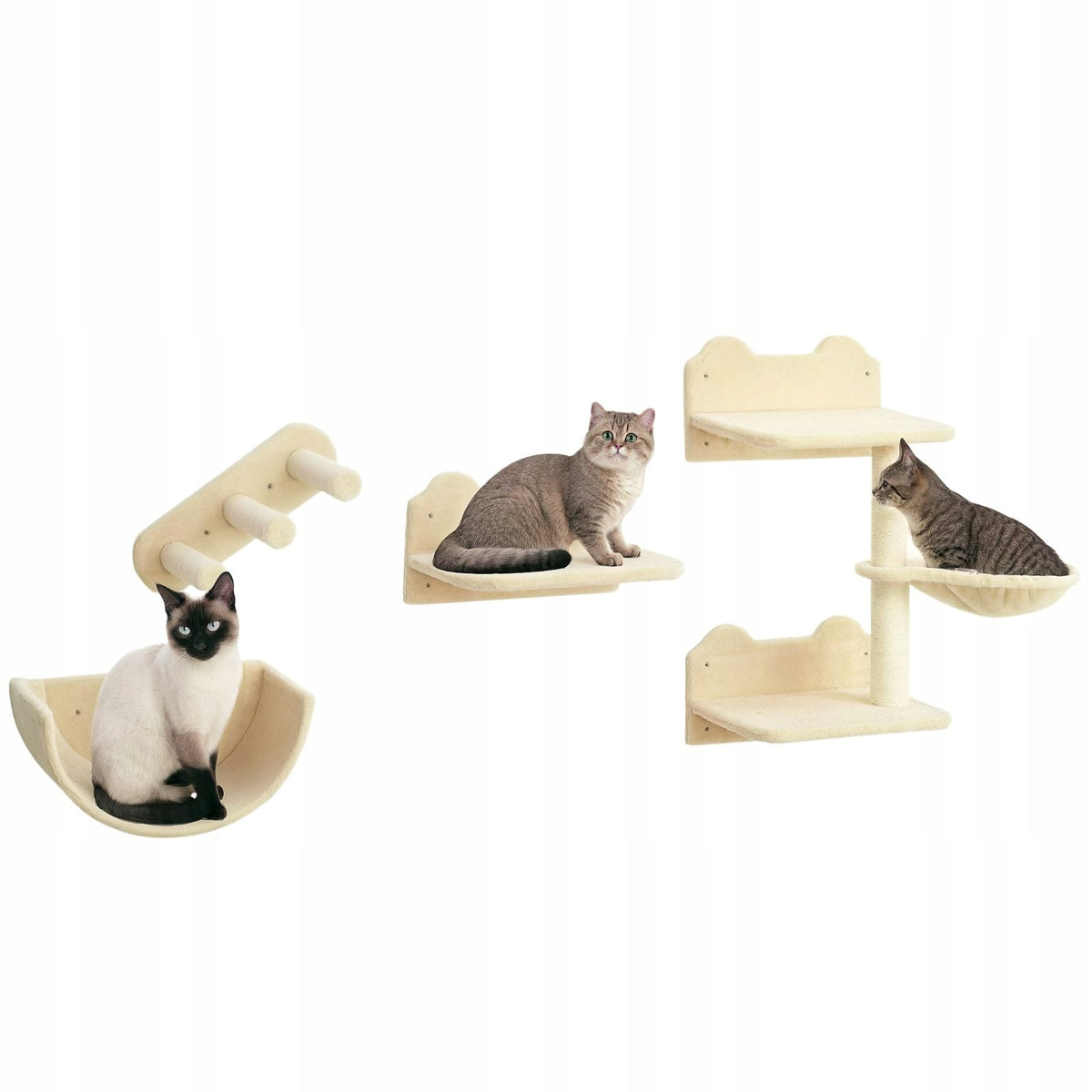 4in1 Cat Wall Set: Step, Hammock, Platform, Scratcher Length 38 cm