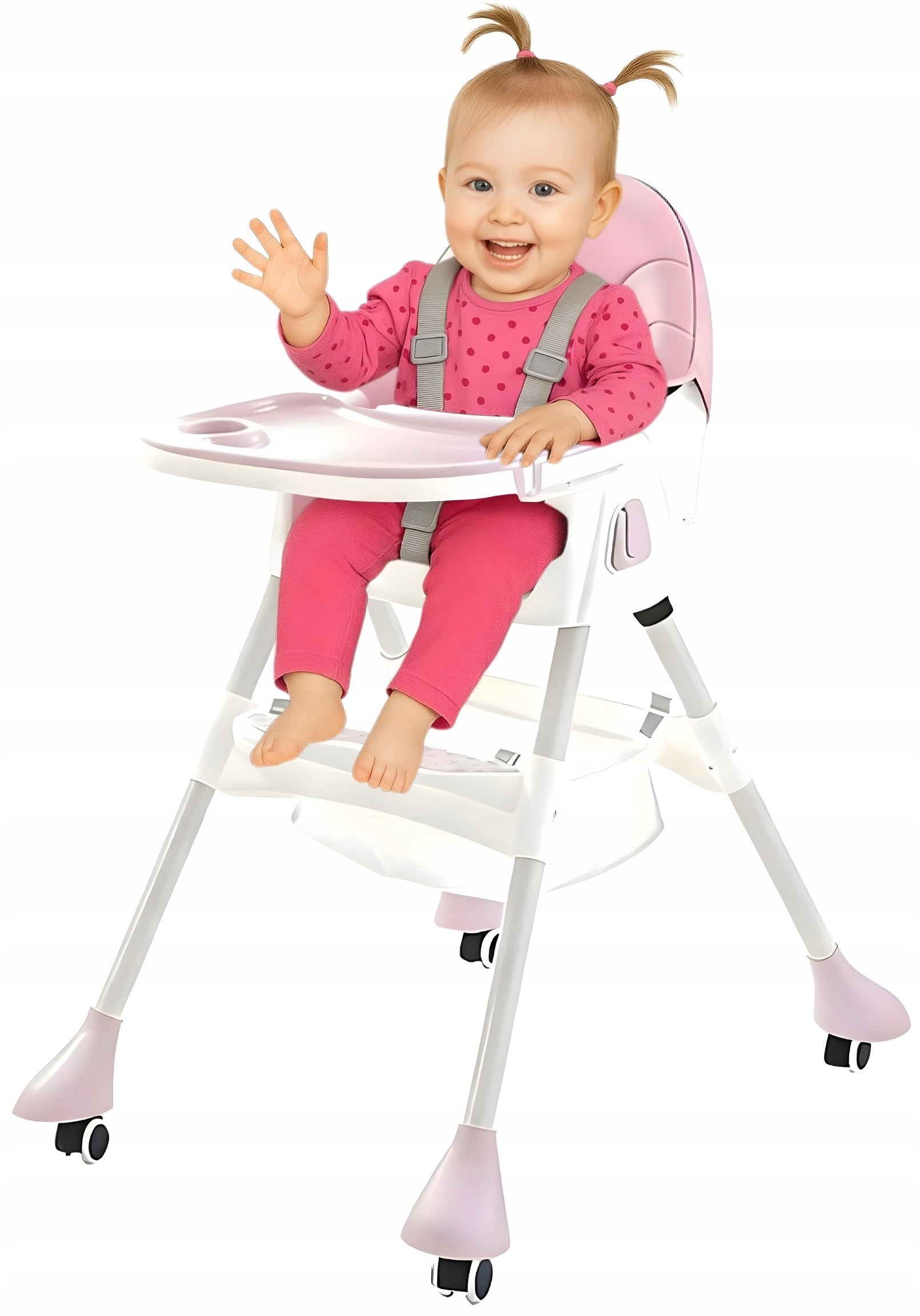 4in1 Folding Baby Seat Highchair Tray Pink Packaging status original