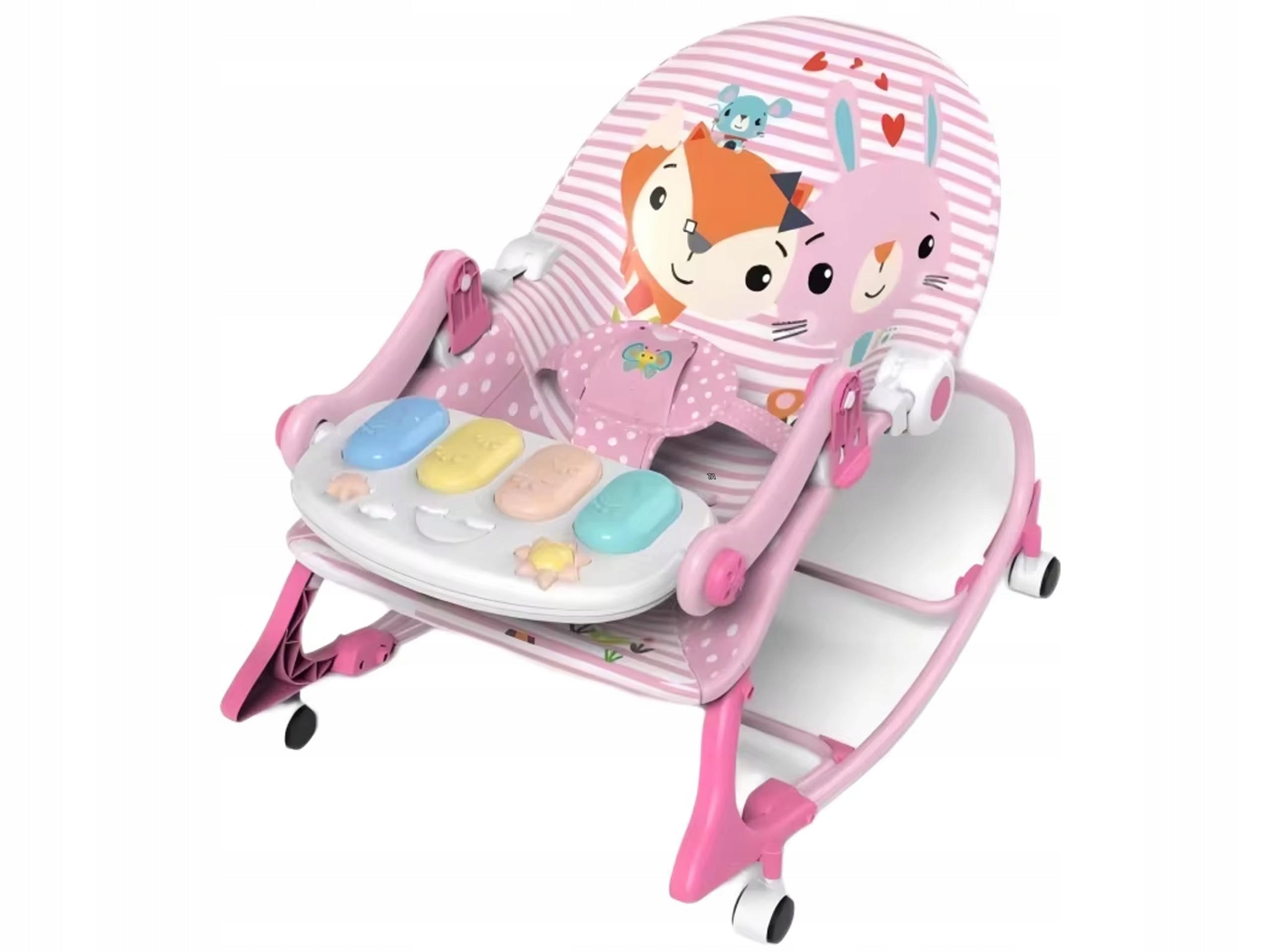 4in1 Pink Rocker Deckchair Rocker Crib Riding Cradle Piano