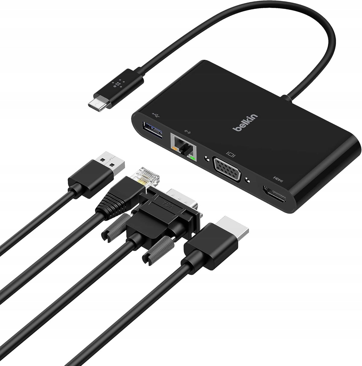 4in1 USB-C HUB Adapter - HDMI VGA USB LAN Thunderbolt Network Card BELKIN Manufacturer code AVC005btBK