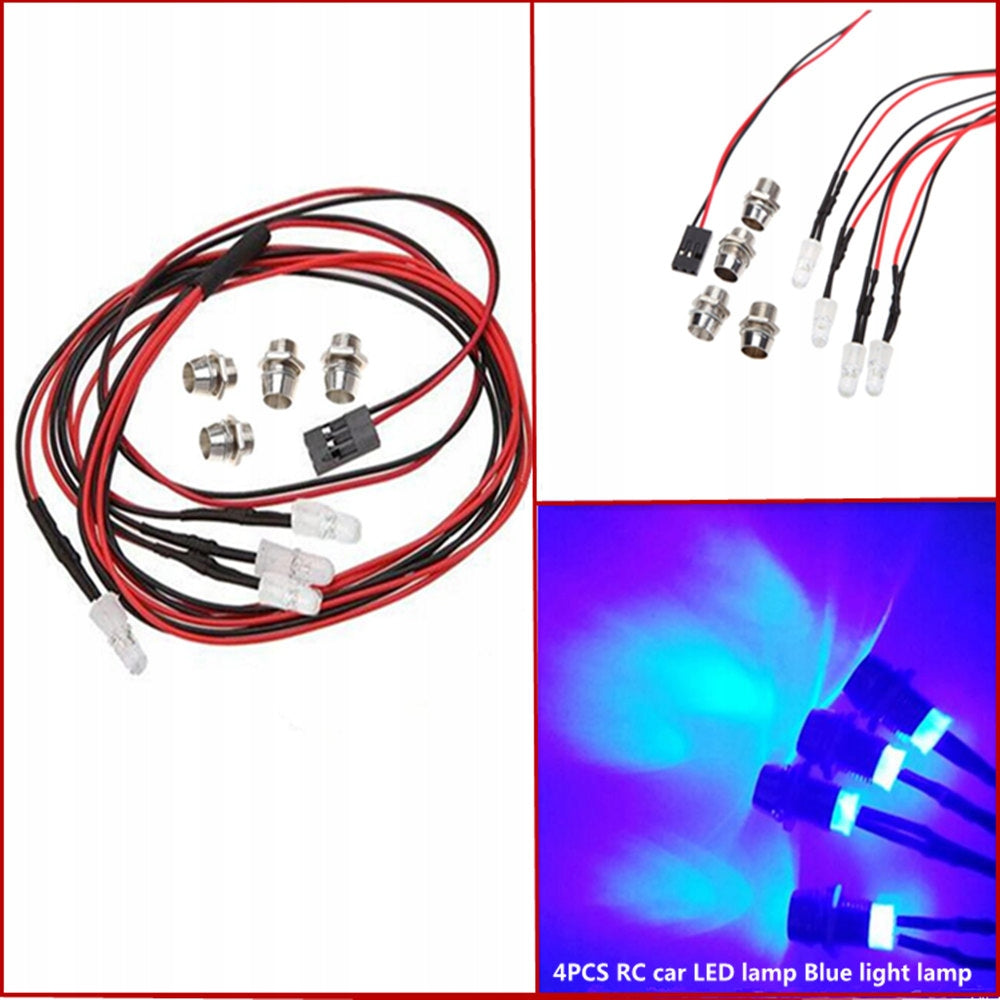 4pcs Blue LED Night 5mm Headlamp Head Tail lights For RC On Road Car Kind parts