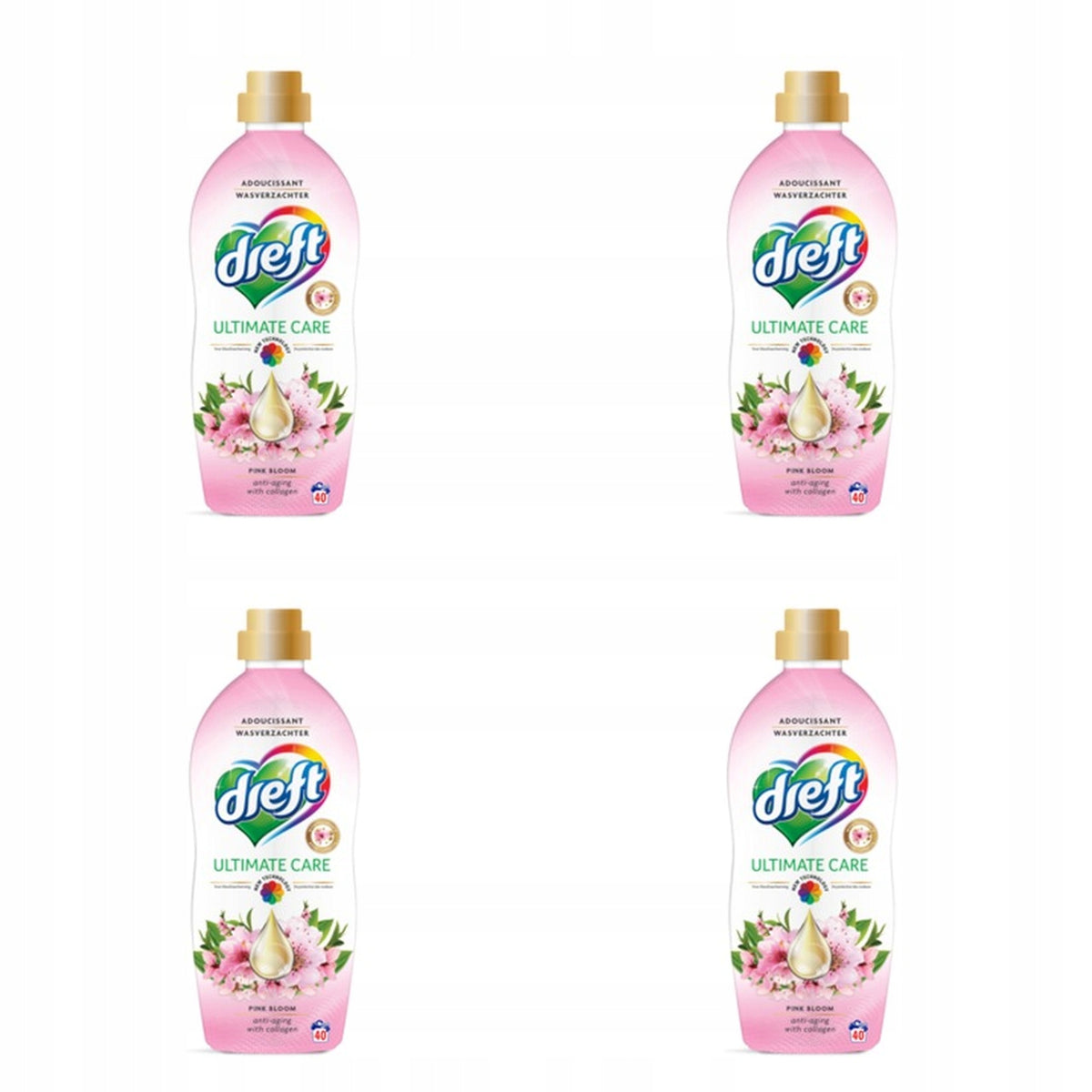 4x 1L Dreft Pink Bloom Rinse Concentrate (40 Washes)