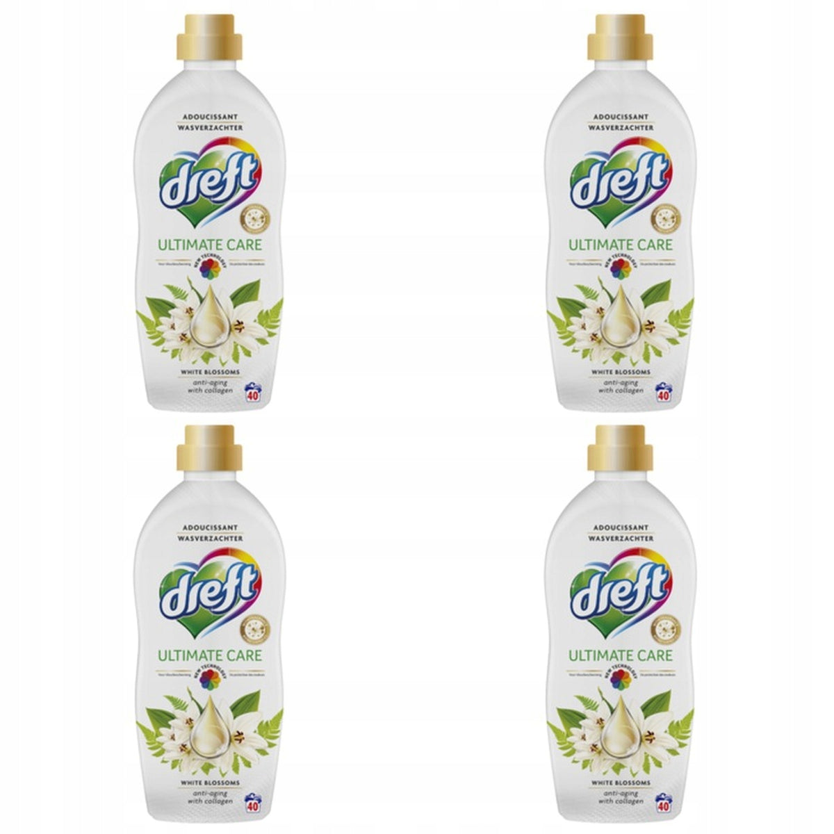 4x 1L Dreft White Blossoms Rinse Concentrate (40 Washes)