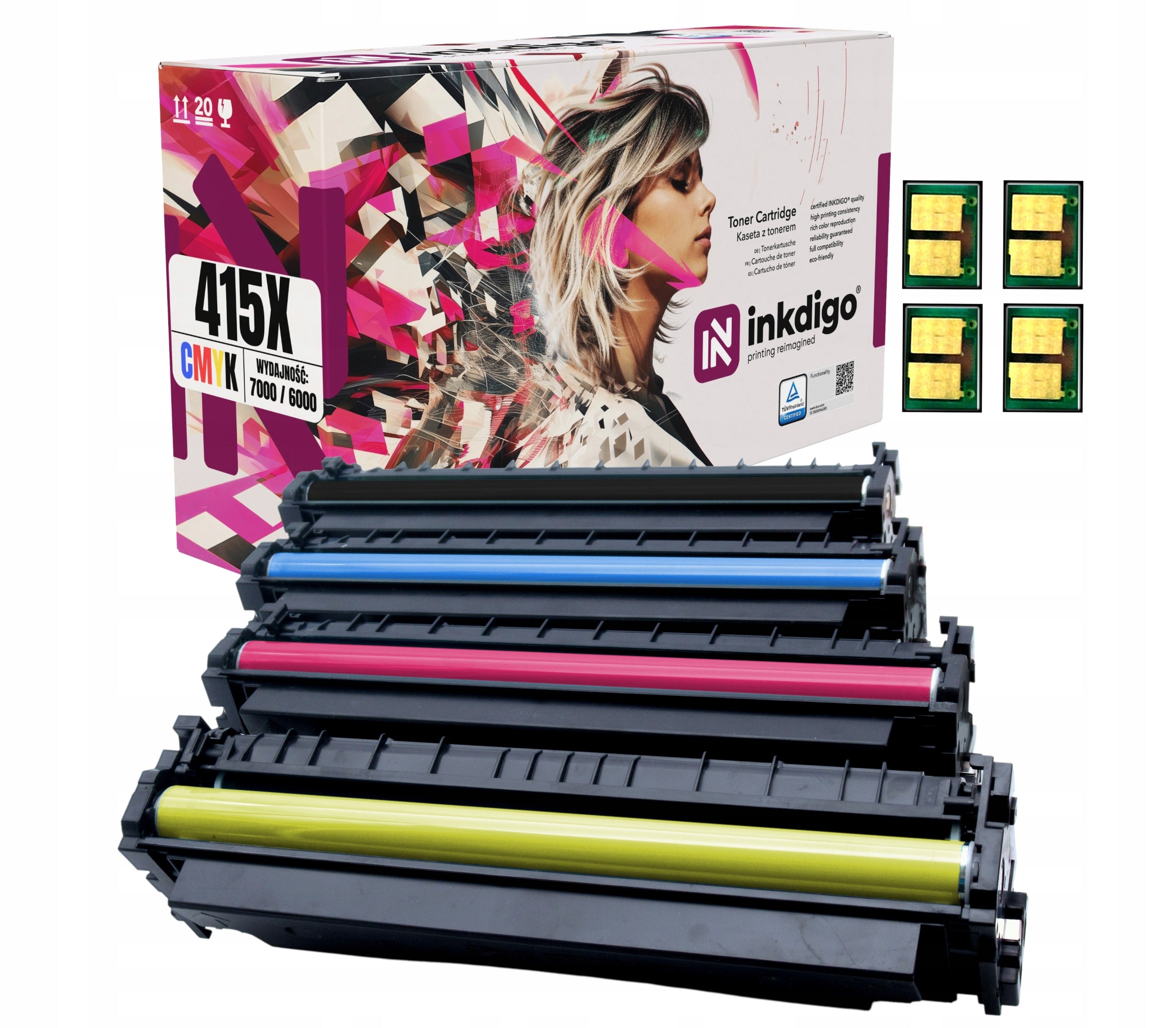 4x 415X Toner Cartridge Replacement WITH CHIP for HP M454dn M479fdn M480f W2030X Printer