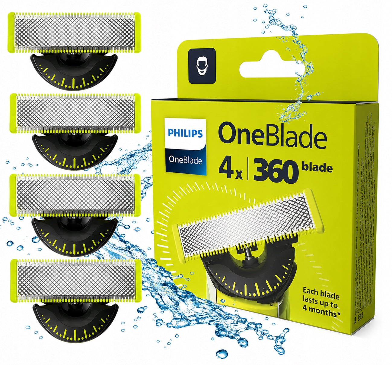 4x BLADES PHILIPS ONEBLADE 360 ORIGINAL BLADE KNIFE HEAD SHAVER PRO