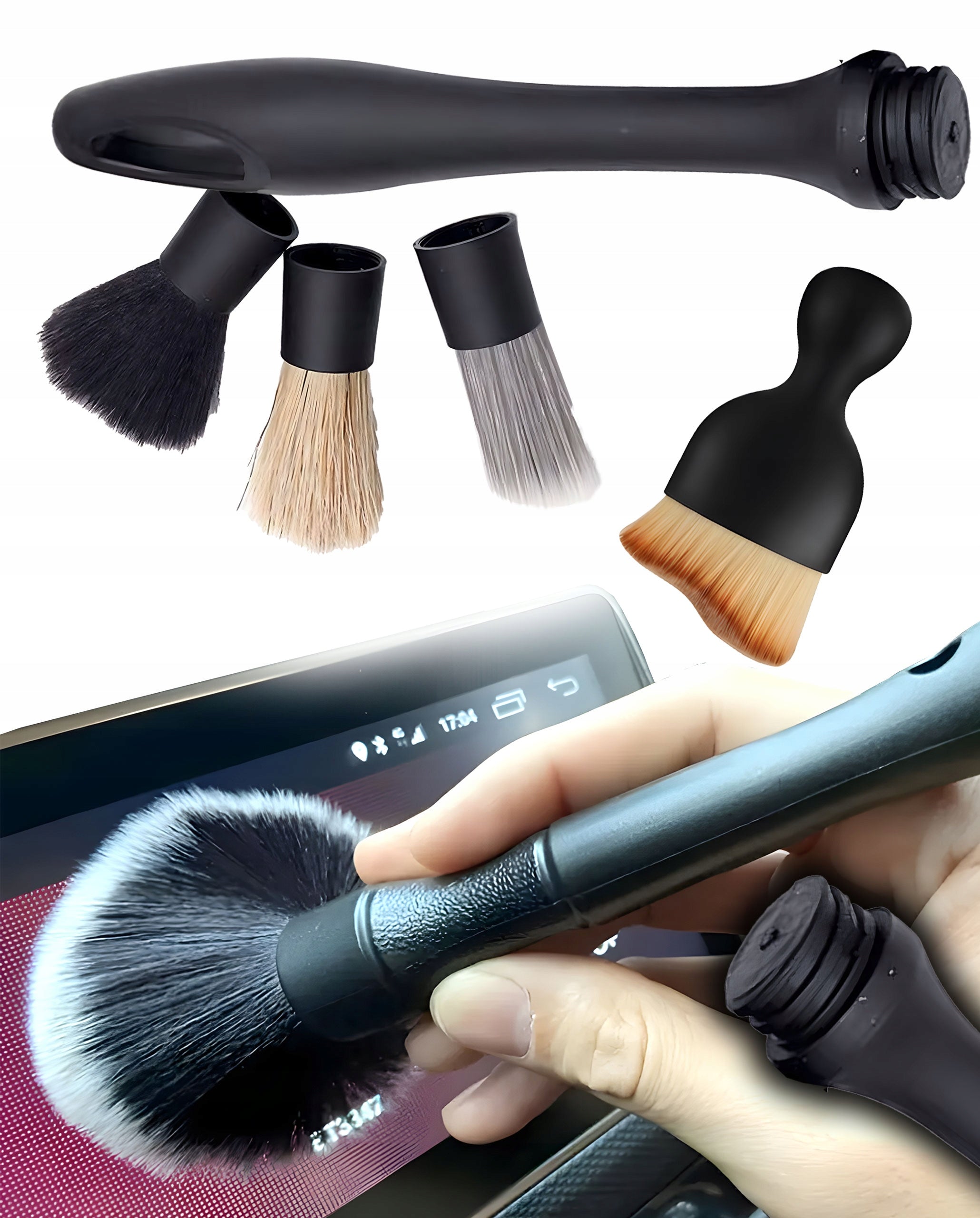 4x BRUSH DETAILING BRUSHES for Car Interior Cockpit Detailing Kit Packaging status original