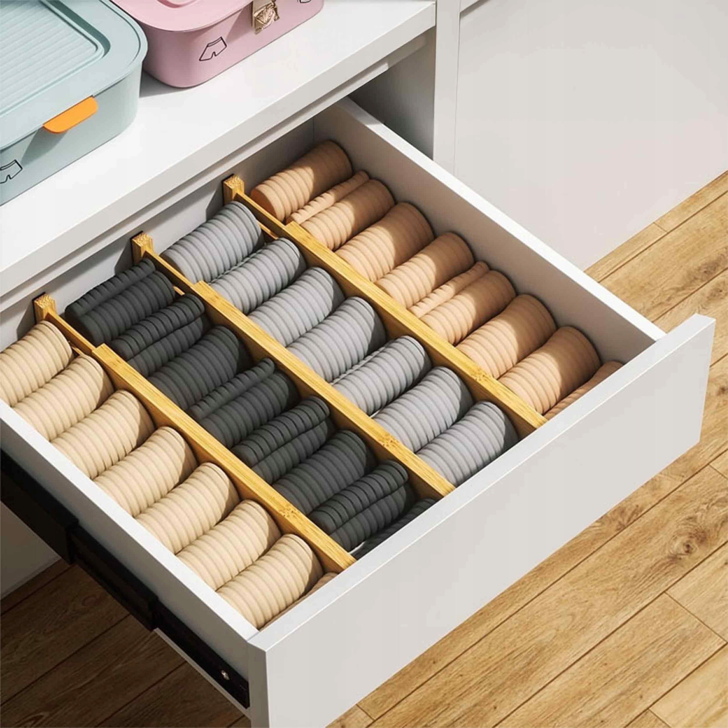 4x DRAWER COMPARTMENT CARTRIDGES BAMBOO ORGANIZERS NATURAL BAMBOO 56cm Brand Renew Force