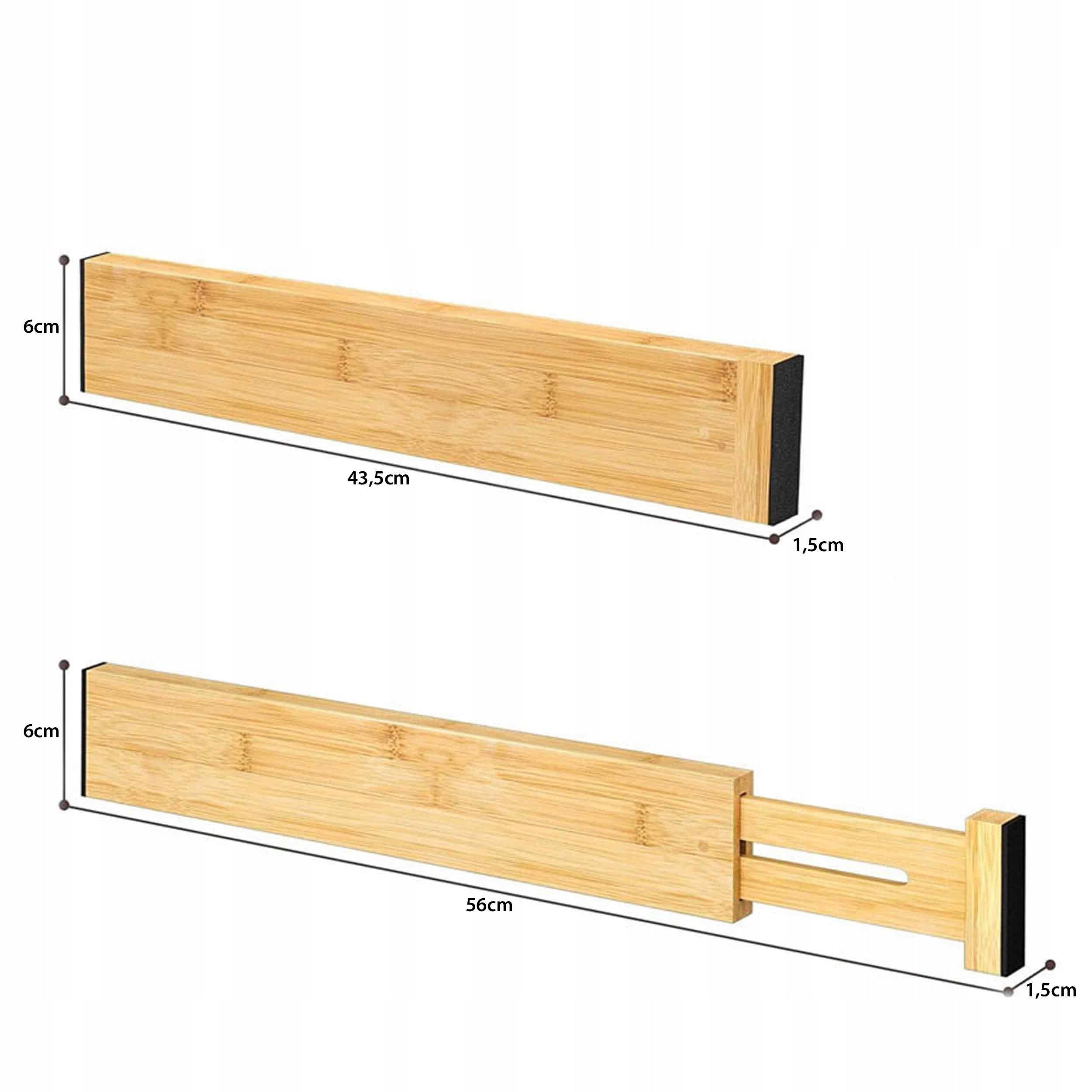 4x DRAWER COMPARTMENT CARTRIDGES BAMBOO ORGANIZERS NATURAL BAMBOO 56cm Packaging status original