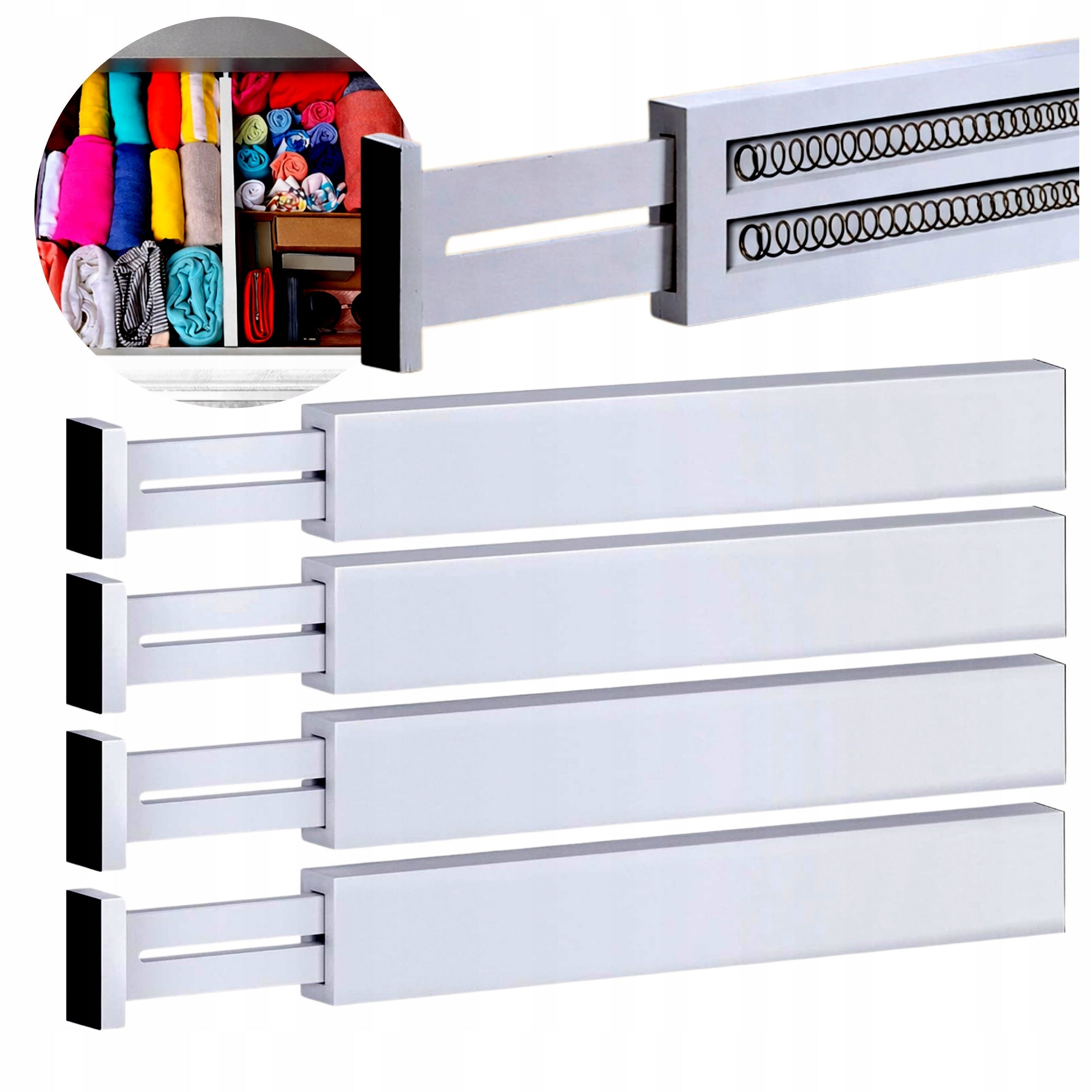 4x DRAWER COMPARTMENT SEPARATOR ORGANIZER ADJUSTABLE 43-55 CM WOOD
