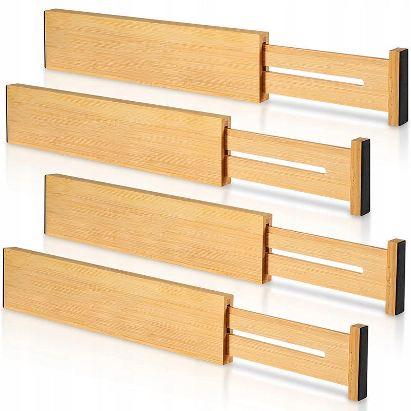 4x DRAWER ORGANIZER COMPARTMENT SEPARATOR BAMBOO COMPARTMENTS Packaging status original