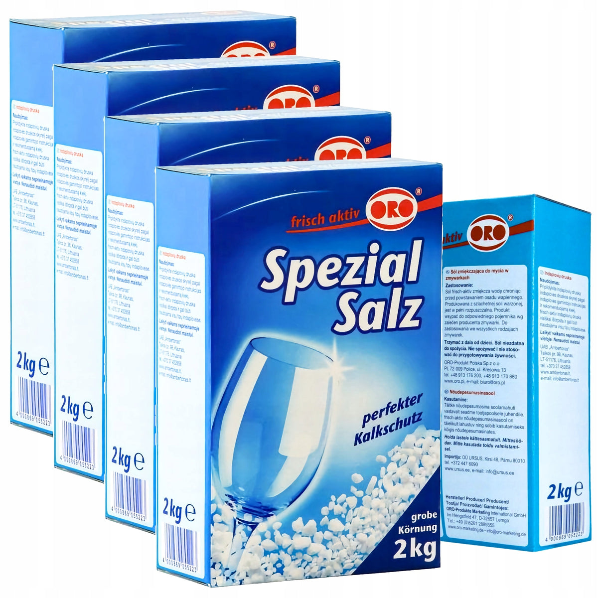 4x Dishwasher Salt Protective Granulated 2kg DE ORO