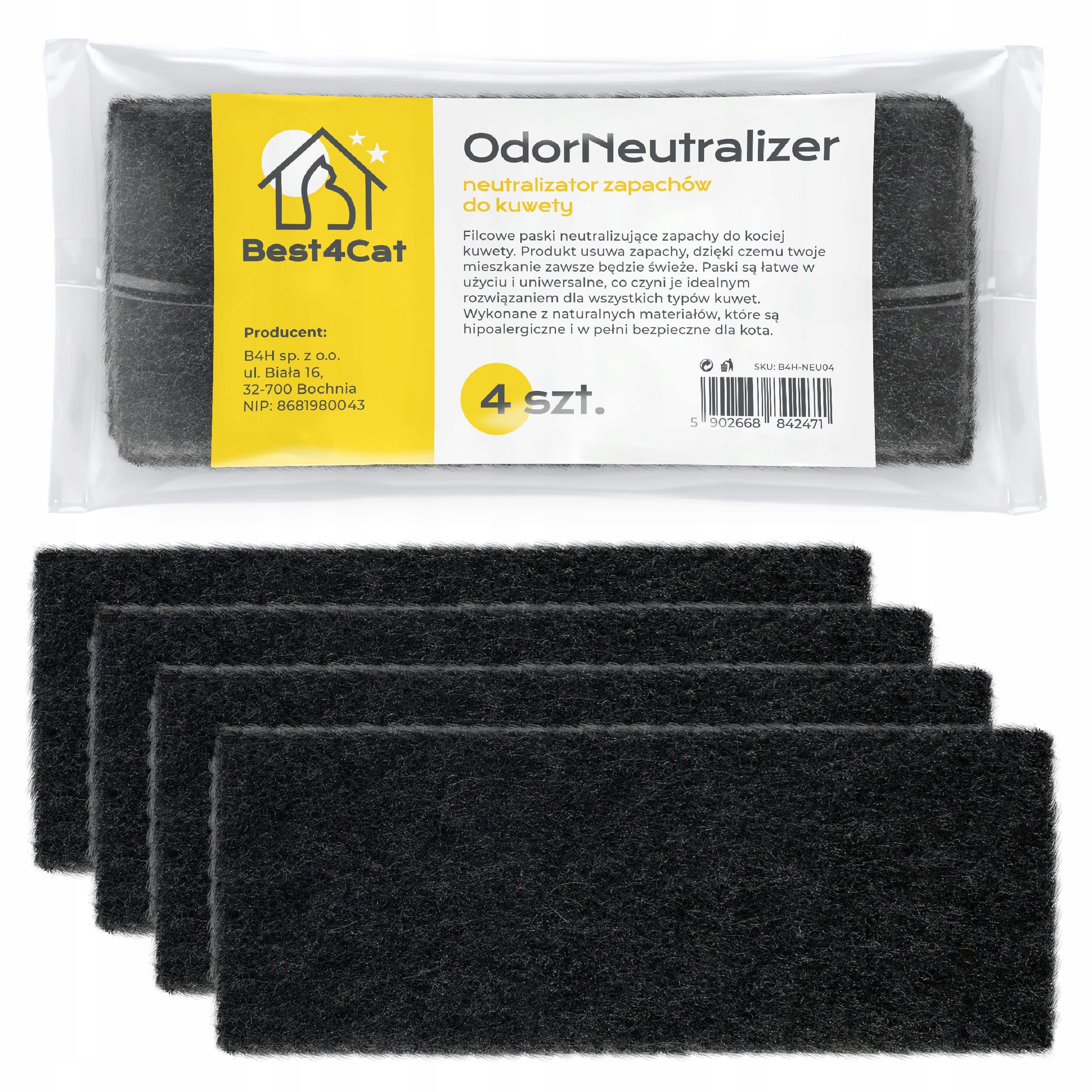 4x FILTER ODOR NAUTRALIZER FOR CAT LITTER BOX