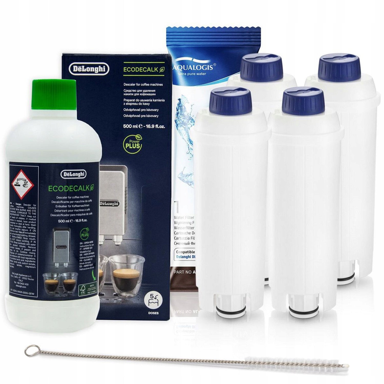 4x Filter for Delonghi AL-S002 + Descaler 500ml + Brush