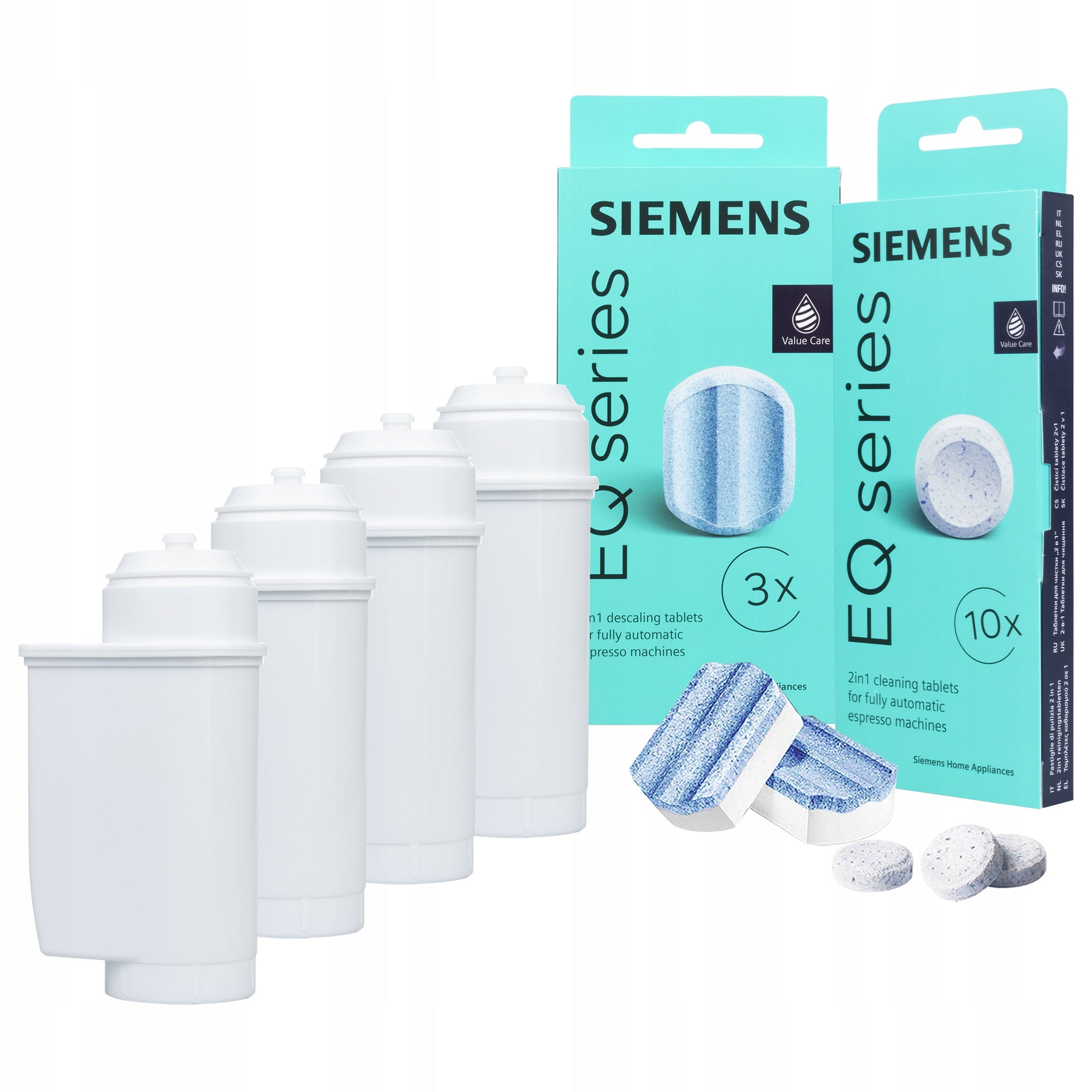4x Filter for Siemens CDCBS3 + Descaler TZ80002 Tablets TZ80001