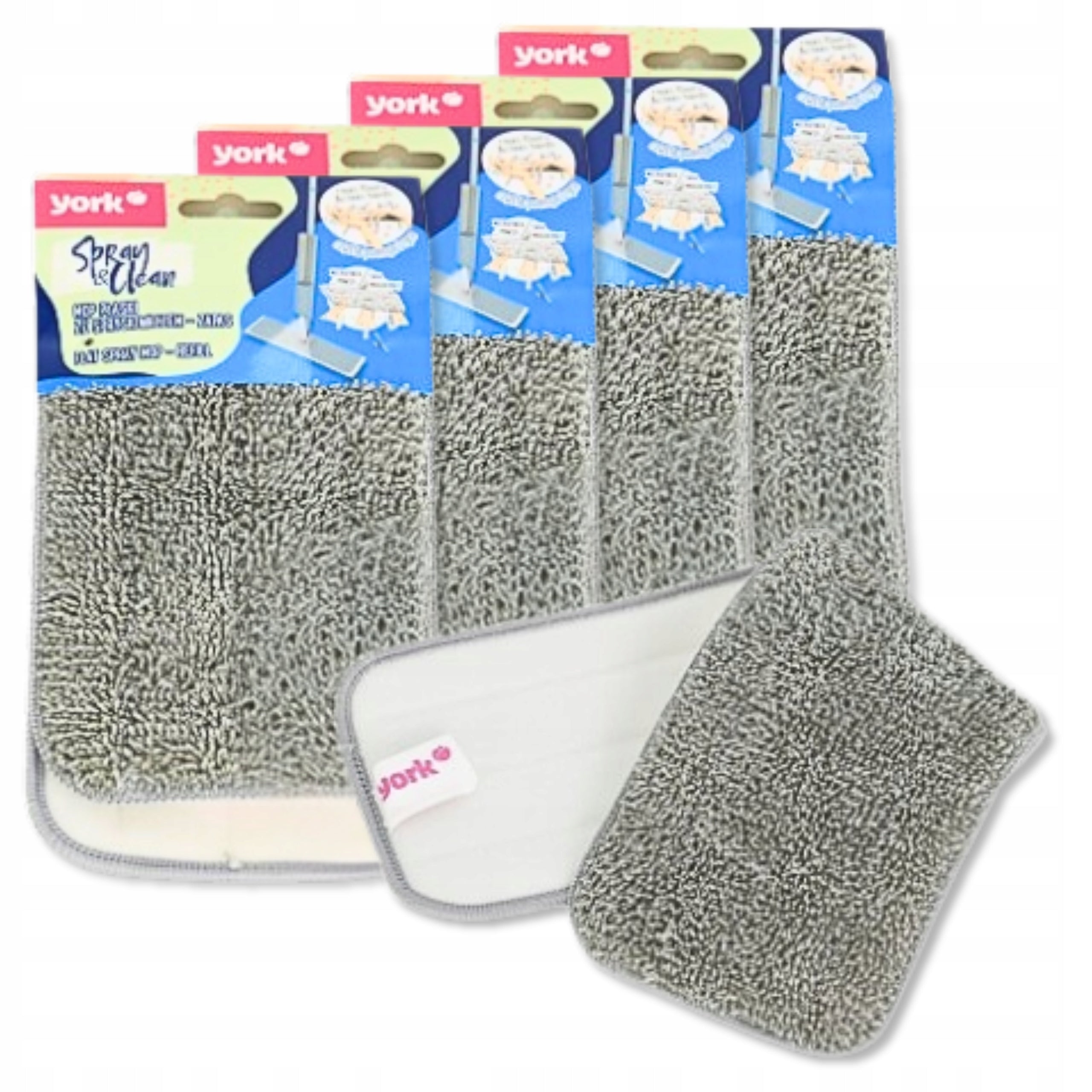 4x Flat Mop Spare Cartridge with Spray & Clean Sprayer with Velcro