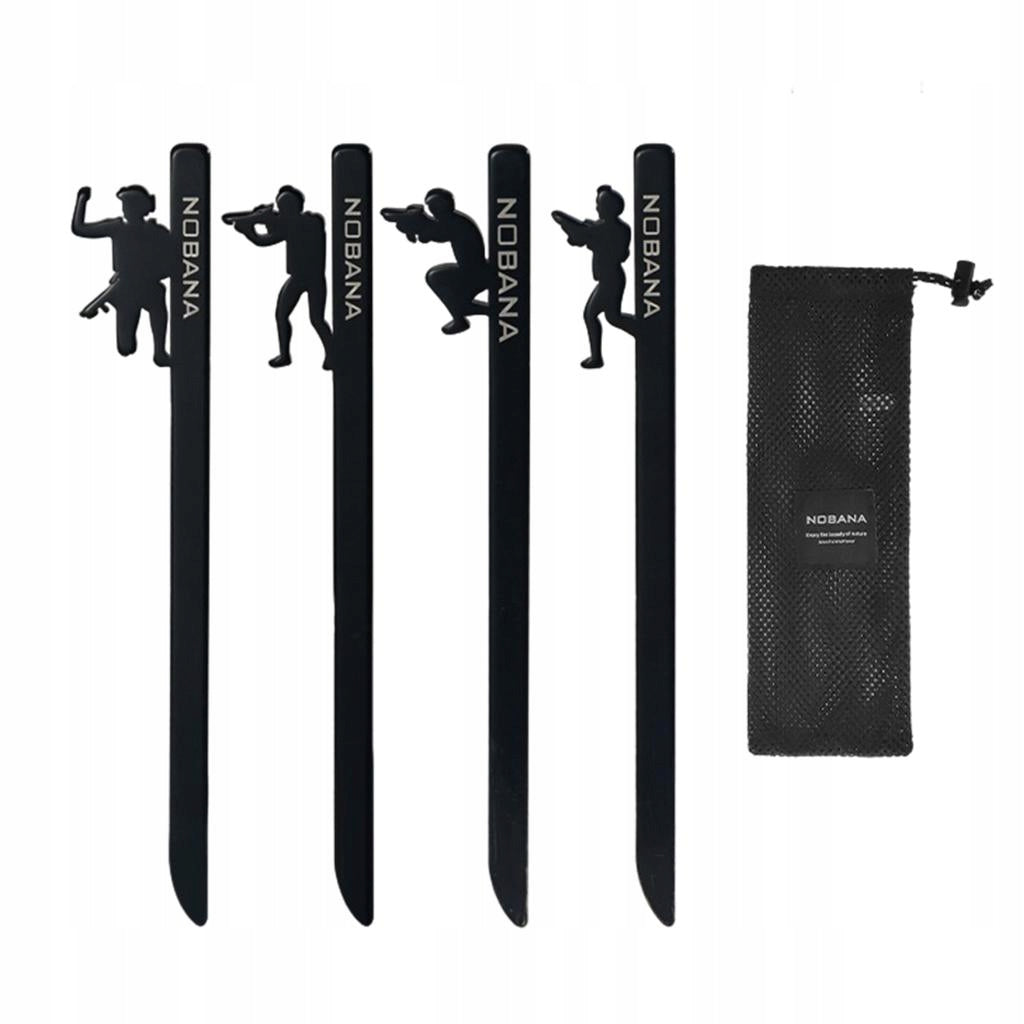 4x High Strength Tent Pegs Stakes Nails Canopy Rope for Outdoor Hard black Packaging status original
