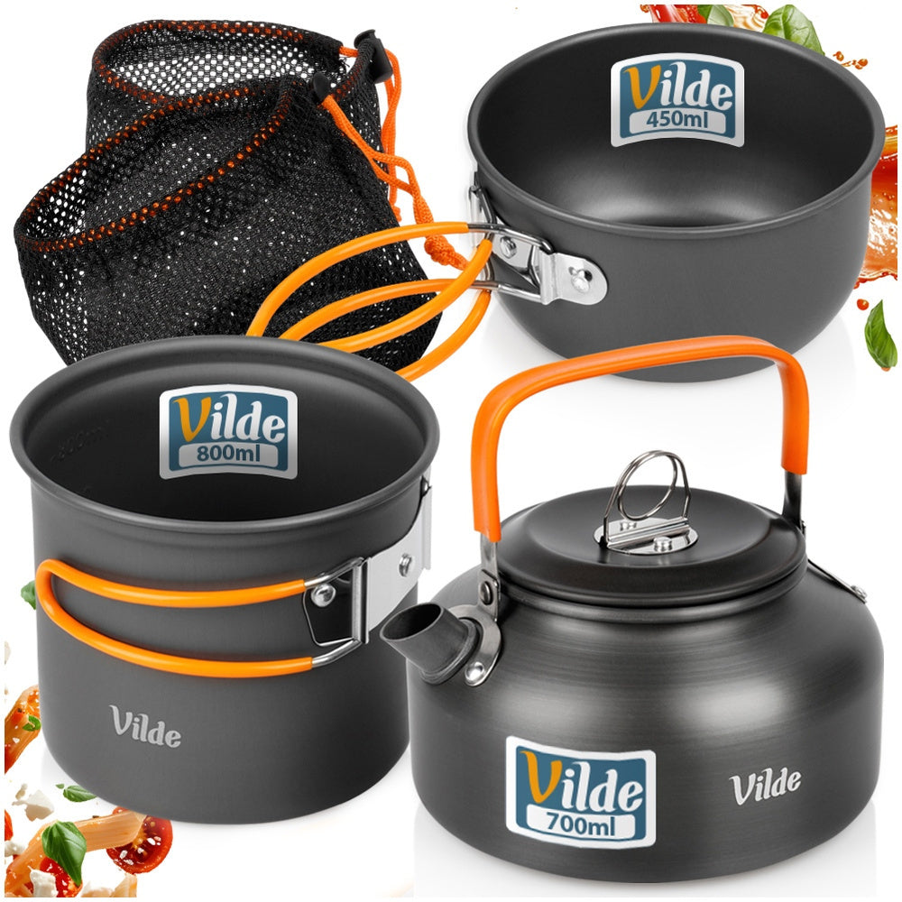 4x Hiking Dishes Camping Picnic Pot Saucer Pan Kettle