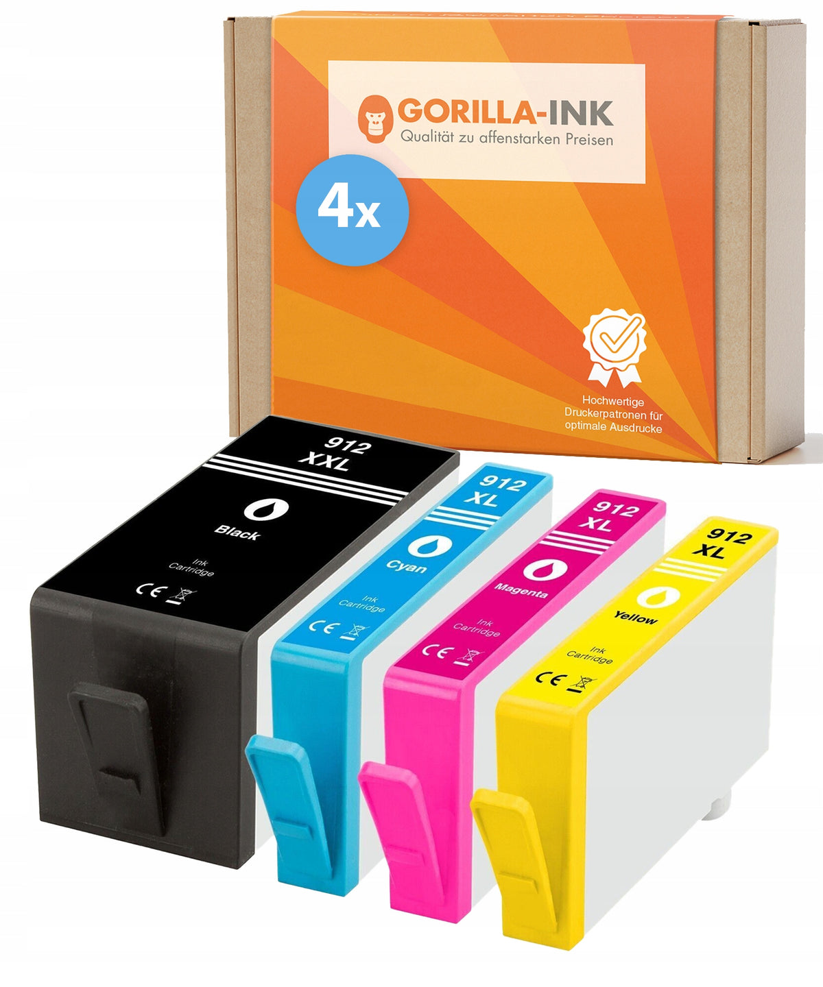 4x Ink for HP 912 XL 8010 8012e 8014e 8022e 8025e