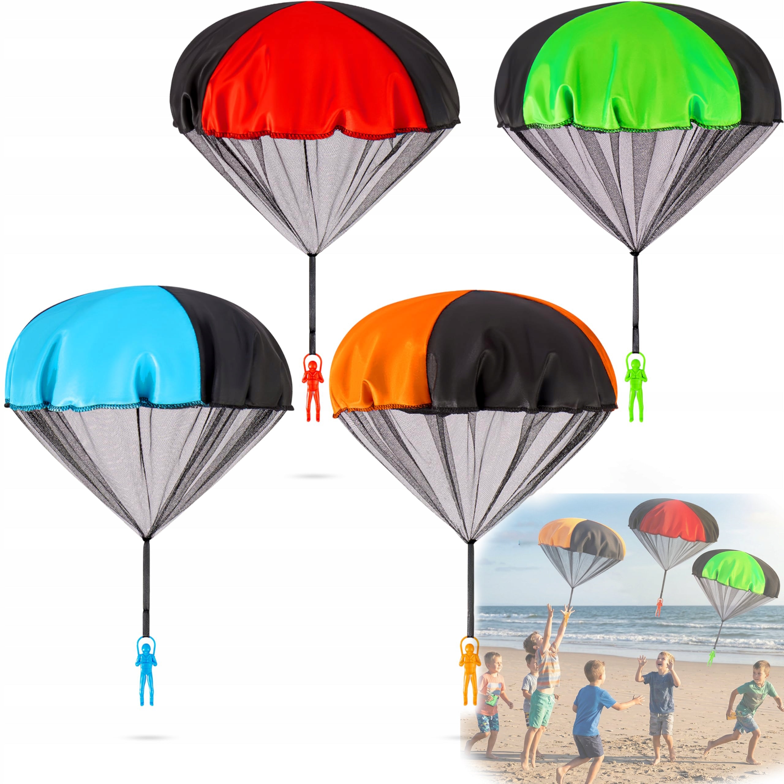 4x LARGE PARATROOPER FLYING PARACHUTE FIGURINE TOY CHILDREN Set