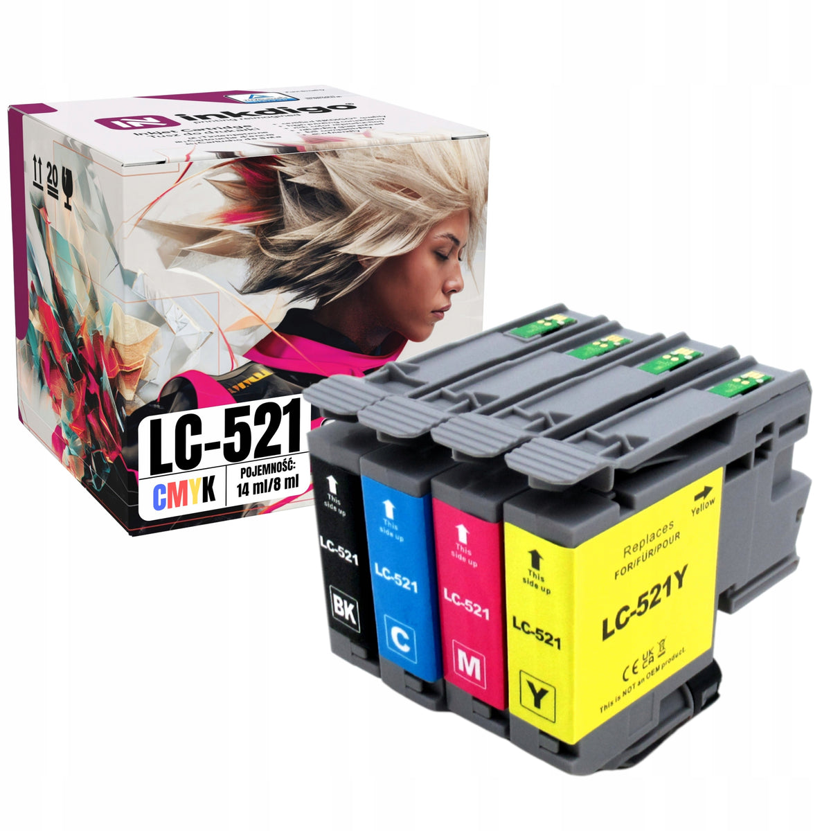 4x LC-521 Replacement for Brother DCP-J1260W DCP-J1310DW DCP-J1360DW Printers