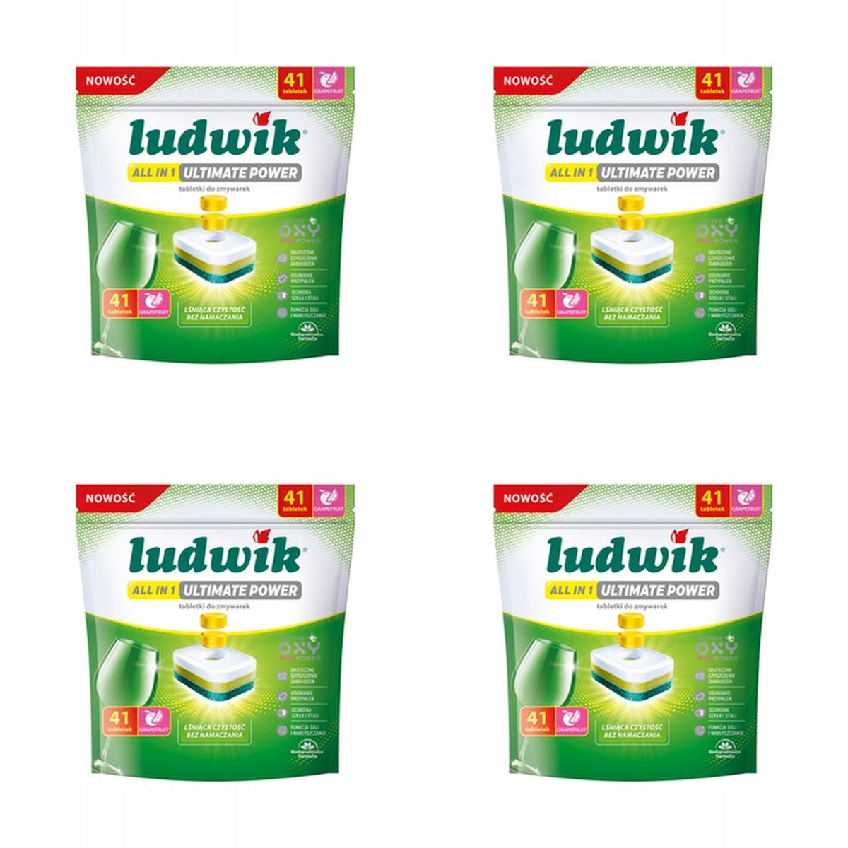 4x Ludwik all in 1 dishwasher tablets Ultimate Power 41 pcs grapefruit