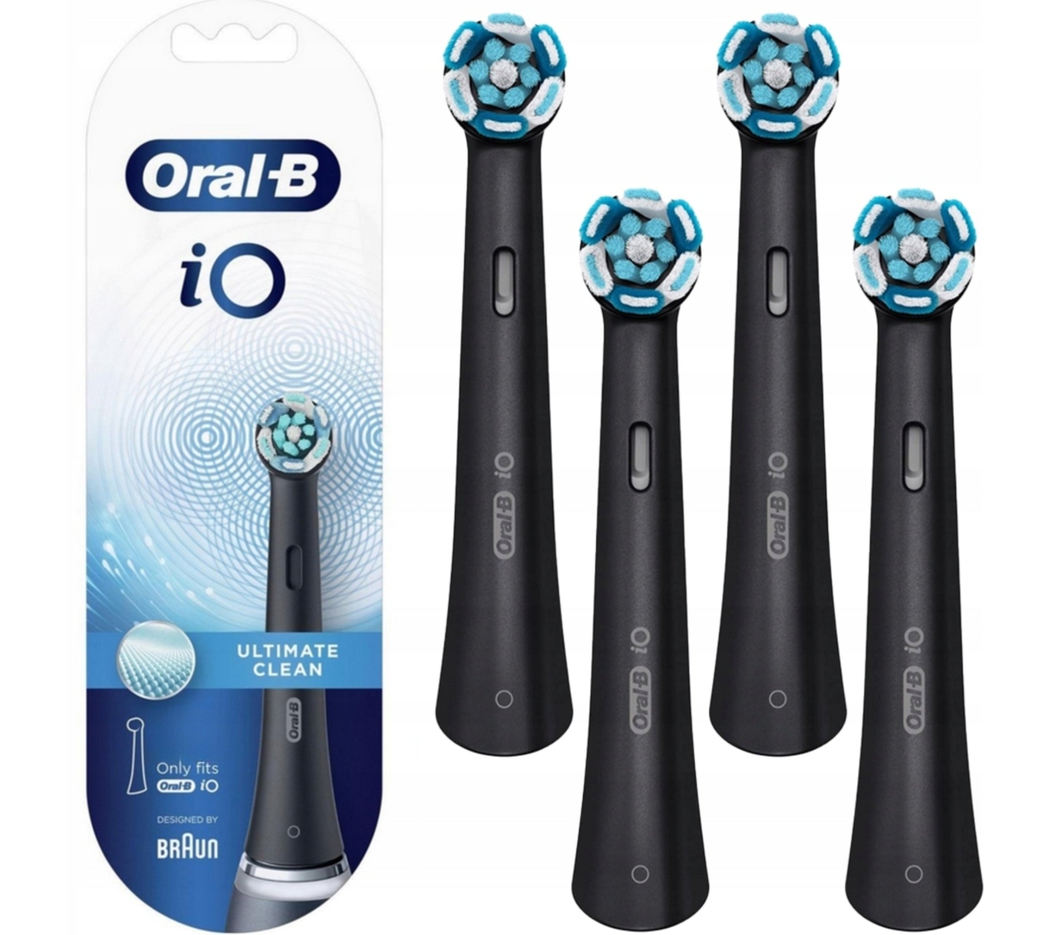 4x ORAL-B BRAUN BLACK ULTIMATE CLEAN BLACK TIP FOR iO TOOTHBRUSH