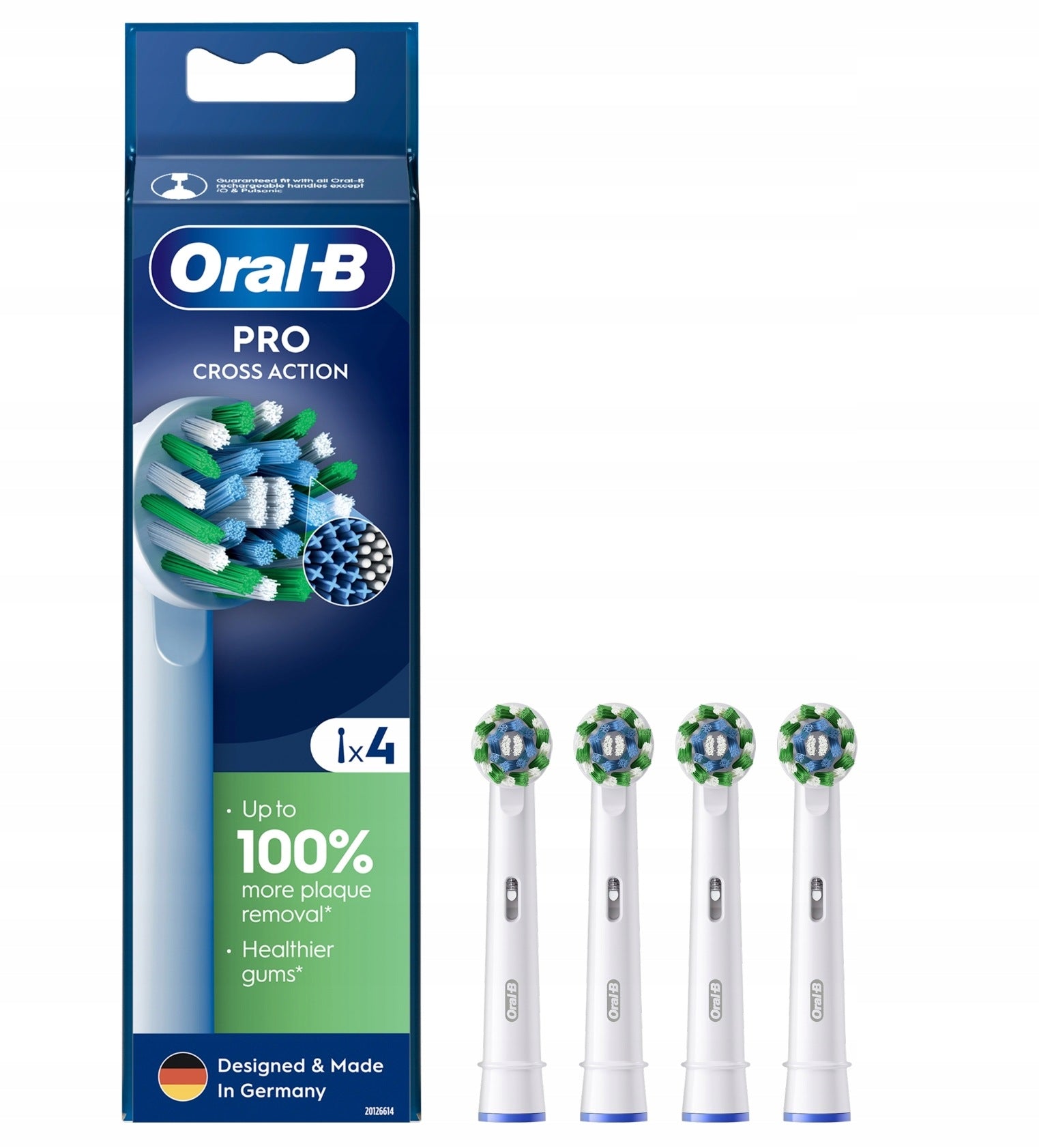 4x ORAL-B Braun EB50RX Cross Action PRO White Brush Tip Manufacturer code 0986081