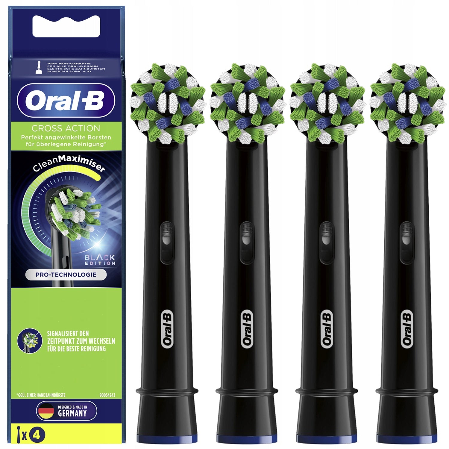 4x ORAL-B CROSS ACTION EB50 BLACK TIPS FOR ELECTRIC TOOTHBRUSH