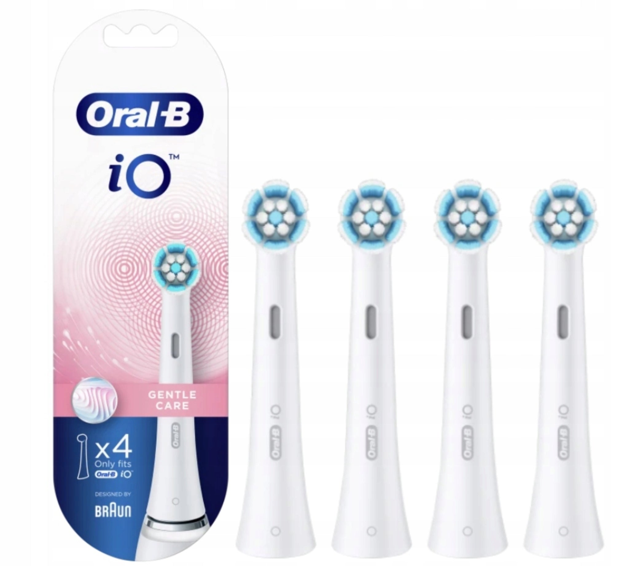 4x Oral-b iO Gentle Care White Magnetic Toothbrush Tip
