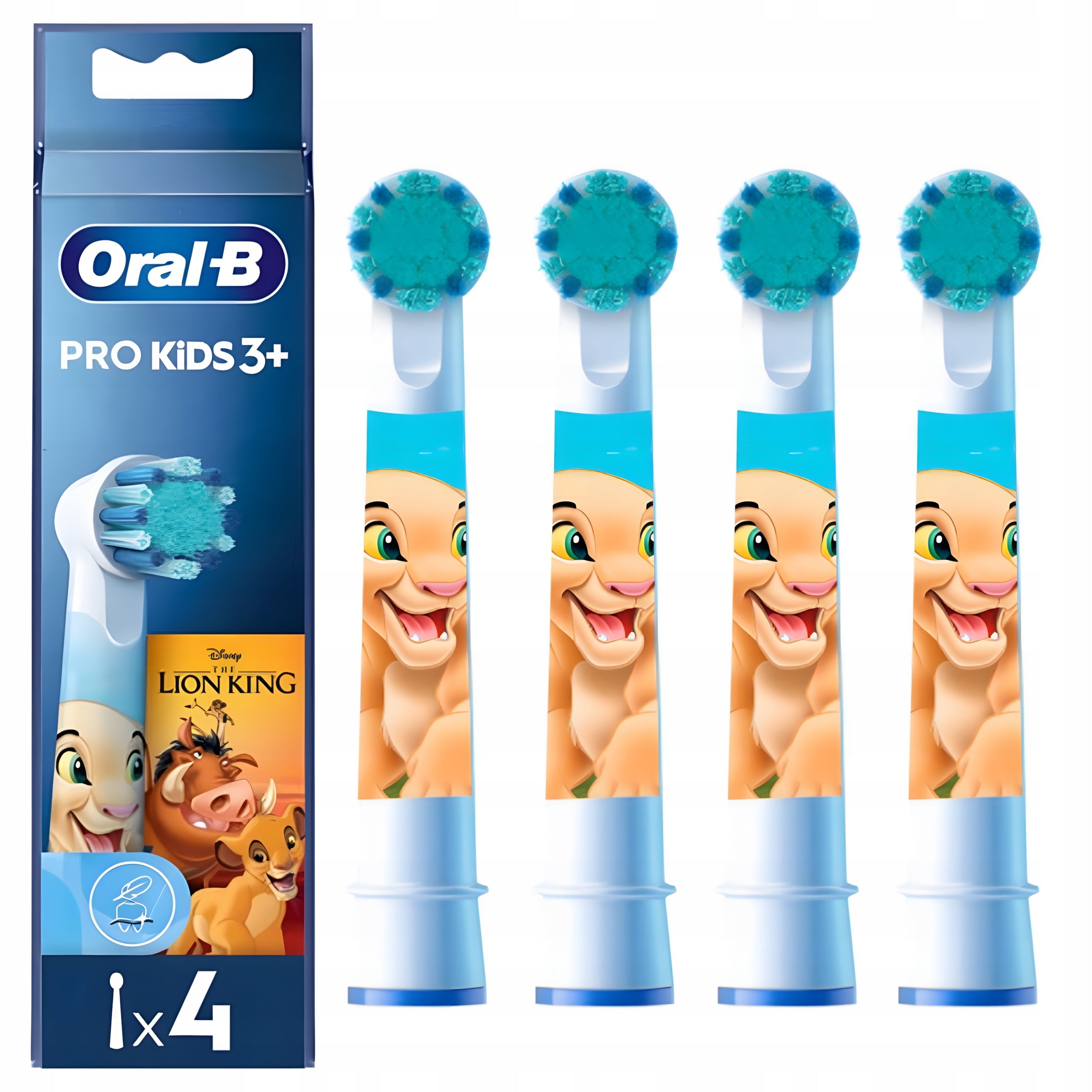 4x Original Braun Oral-B Tip for Electric Toothbrush - Lion King