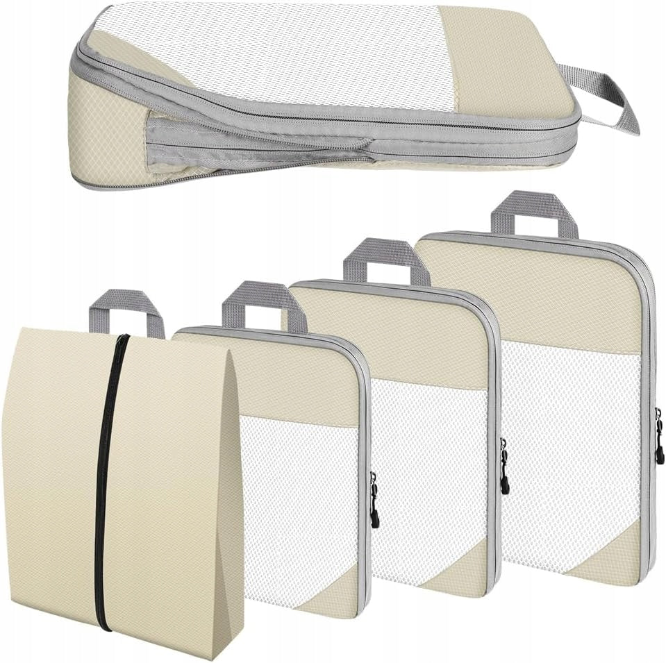 4x PACKING CUBES TRAVEL ORGANIZER FOR LUGGAGE PACKING BAG Color brown