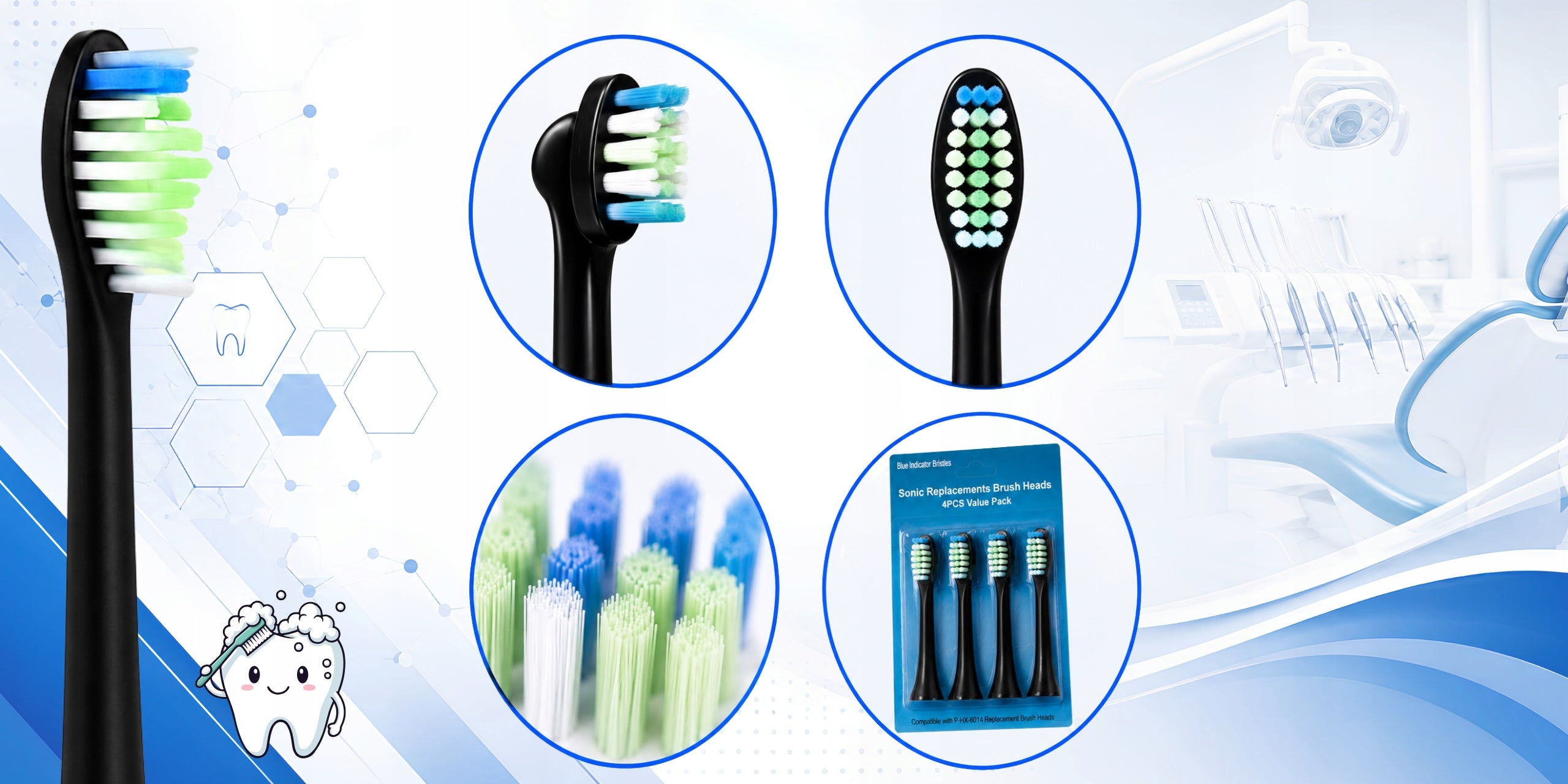 4x PHILIPS SONICARE toothbrush tips BLACK replacements Packaging status original