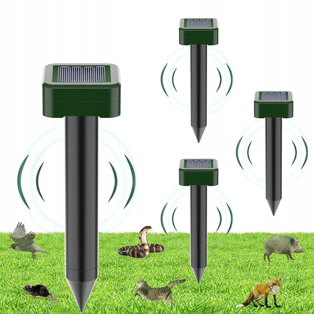 4x POWERFUL MOLE REPELLENT VOLES RODENTS MOUSE RATS STRONG SOLAR