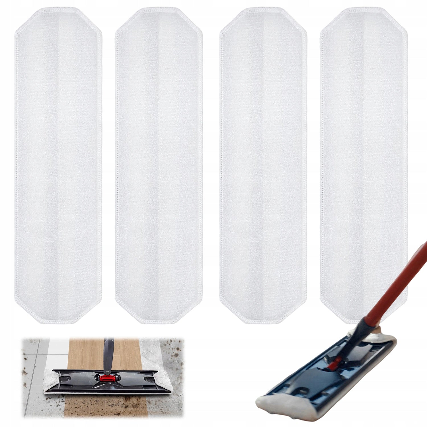 4x Refill Refills for Vileda H2PrO Flat Mop Stock Overlay Tips