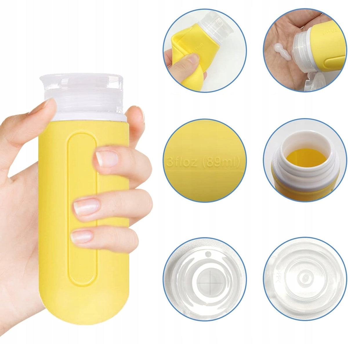 4x SILICONE TRAVEL BOTTLES FOR COSMETICS GEL BALM LABELS UNIVERSAL EAN (GTIN) 780887352736