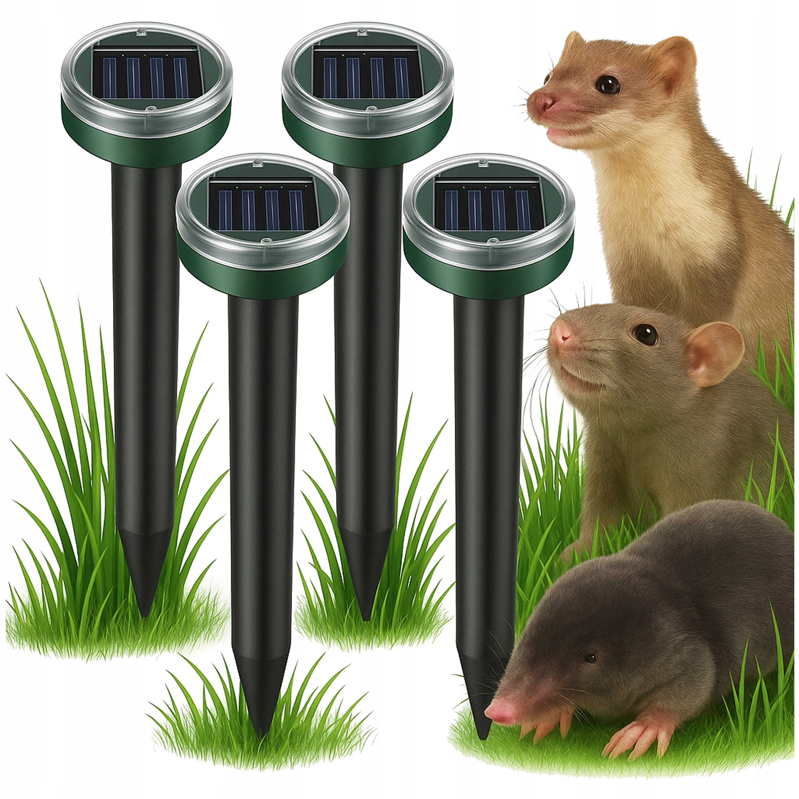 4x Solar Mole Deterrent Mole Announcement Rodents Mole Mice