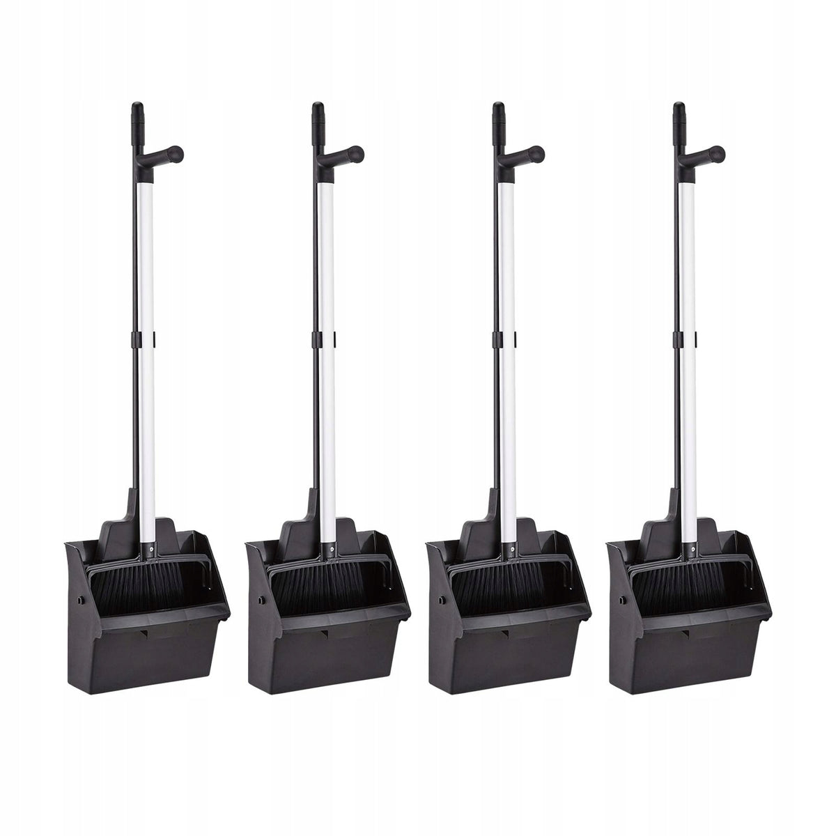 4x Standing Dustpan and Broom Practical Household Floor Cleaning Set Long