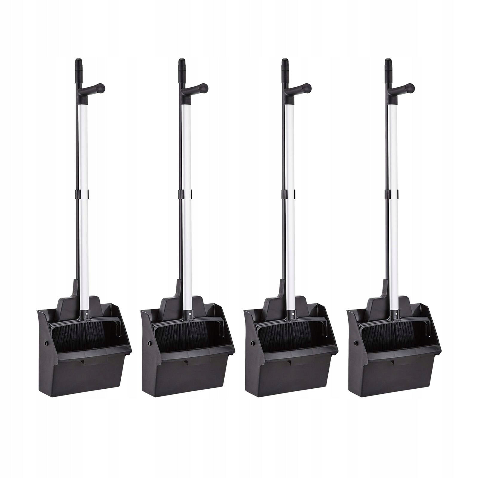 4x Standing Dustpan and Broom Practical Household Floor Cleaning Set Long
