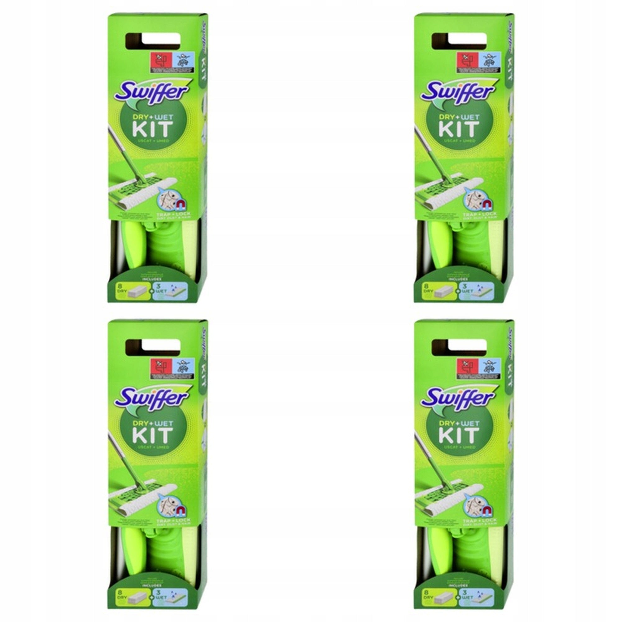 4x Swiffer Dry Set: 1 mop, 8 dry wipes and 3 wet wipes