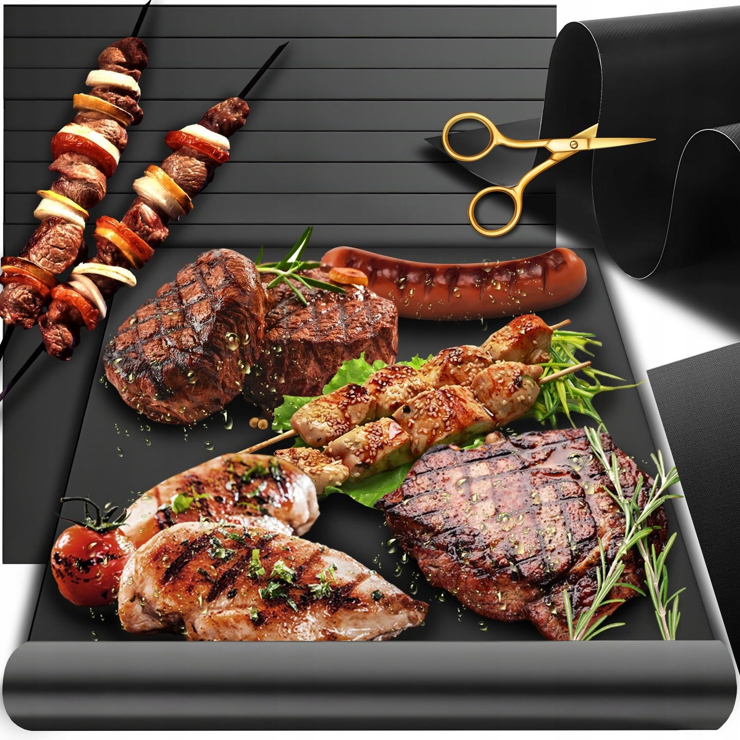 4x TEFLON BAKING MAT BBQ GRILL TRAY FOR OVEN REUSABLE BBQ Packaging status original