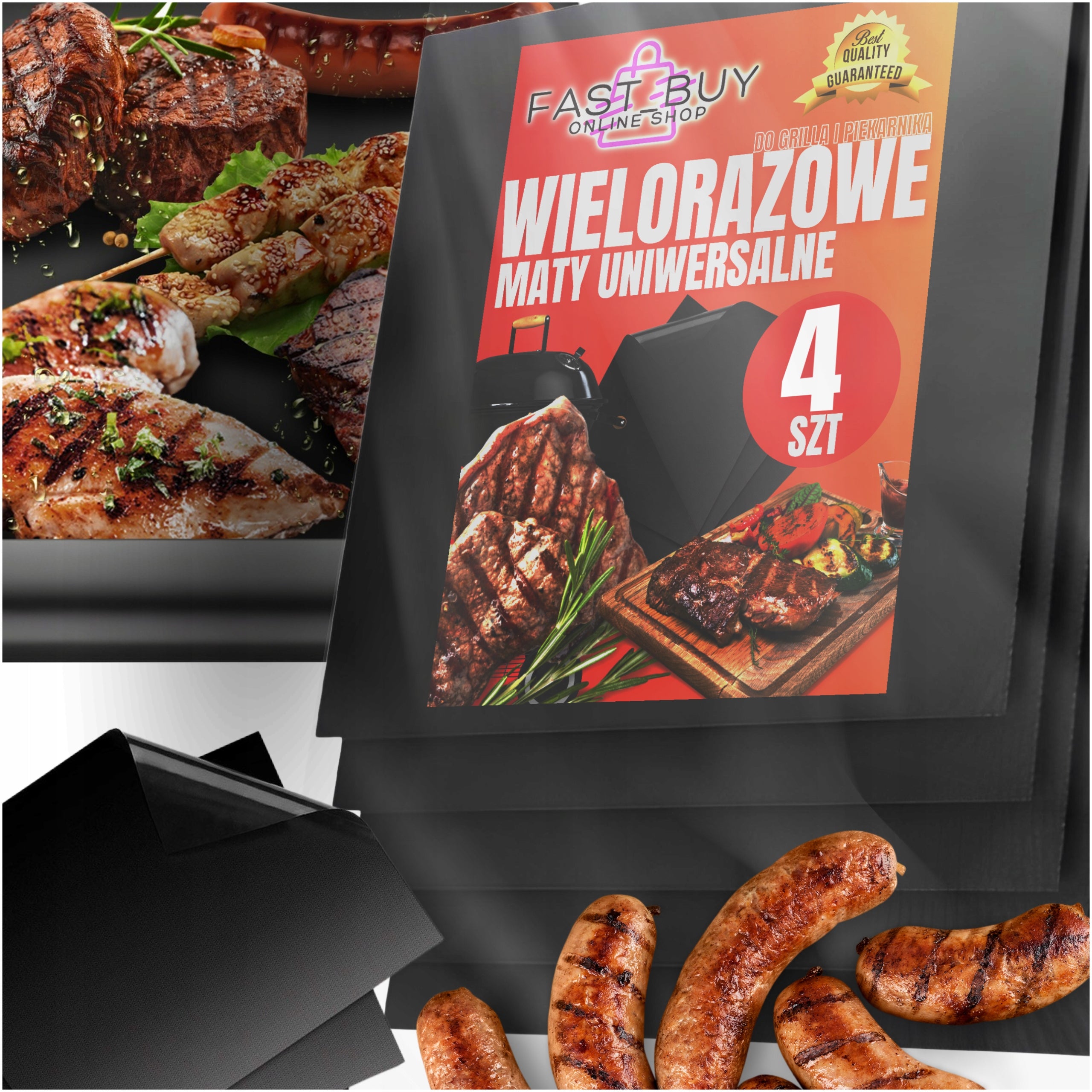 4x TEFLON BAKING MAT BBQ GRILL TRAY FOR OVEN REUSABLE BBQ
