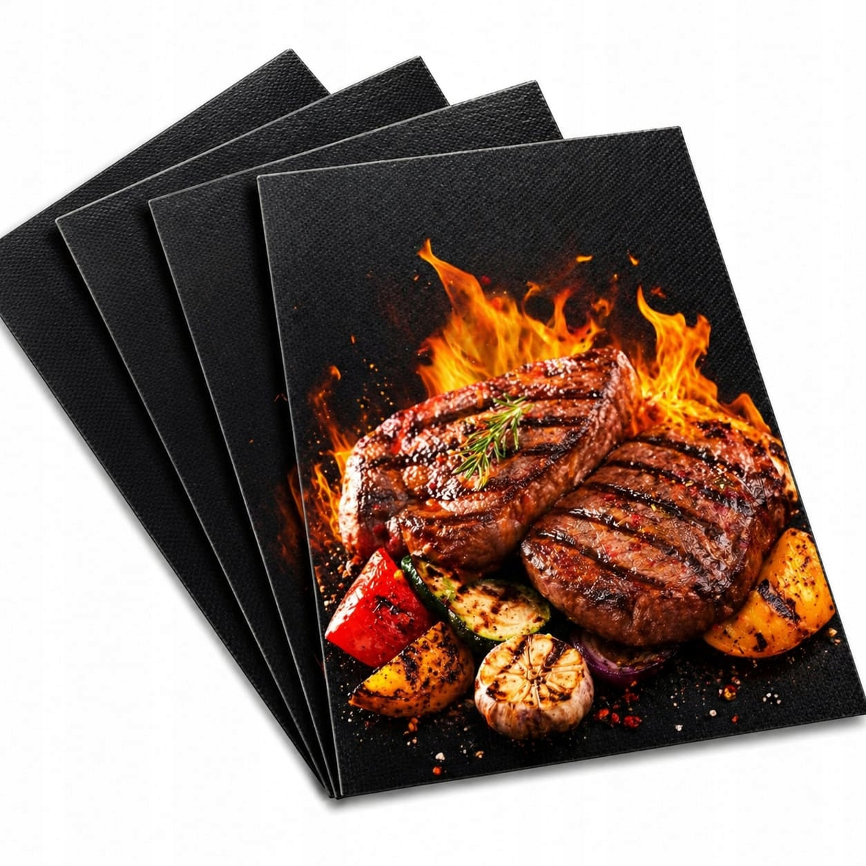 4x TEFLON MAT 4 PIECES GRILL FOR FRYING BAKING REUSABLE